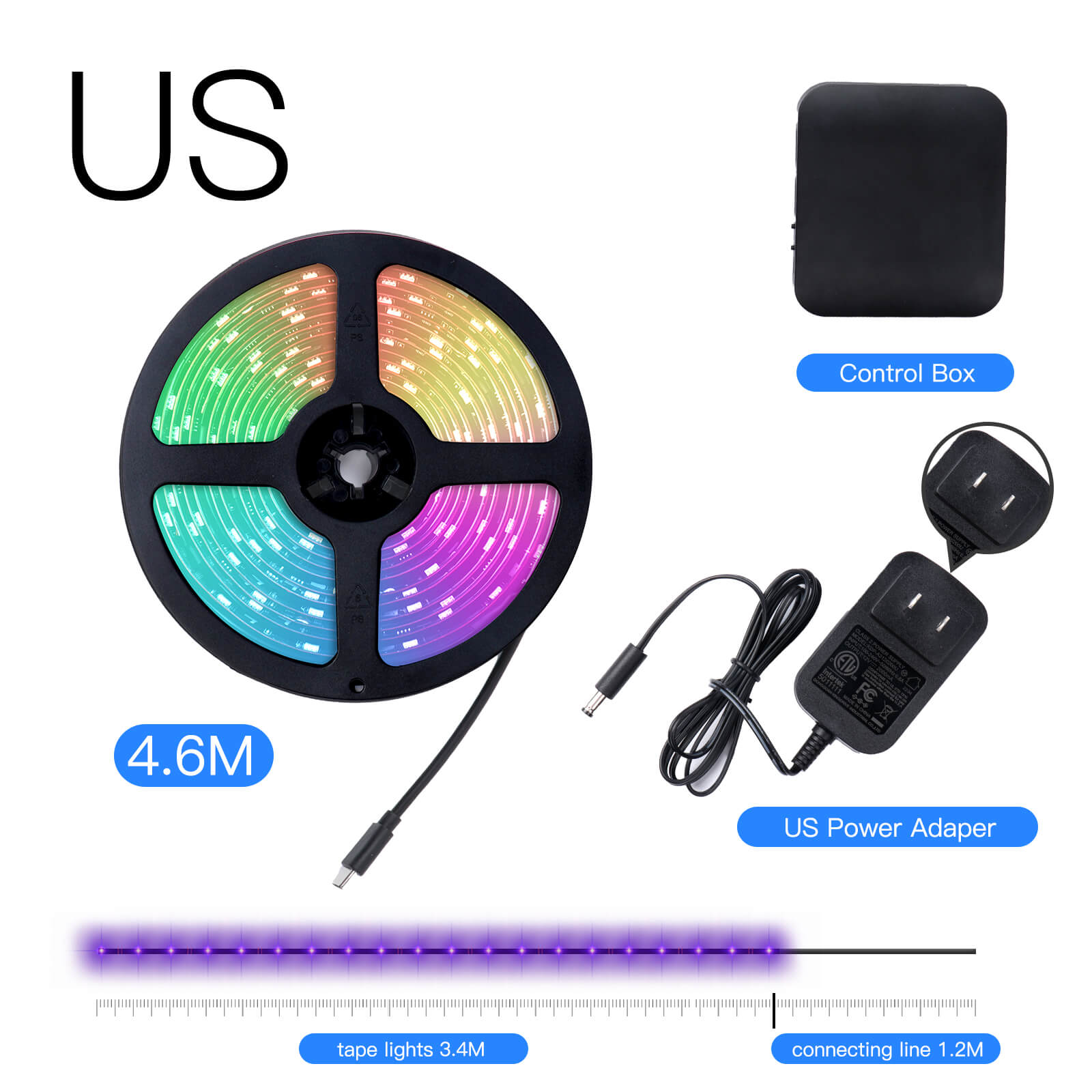 MOES Smart WiFi Ambient Lighting TV Backlight 4K HDMI 2.0 Sync Box LED Light Strip Music、mySite、fannypackpong