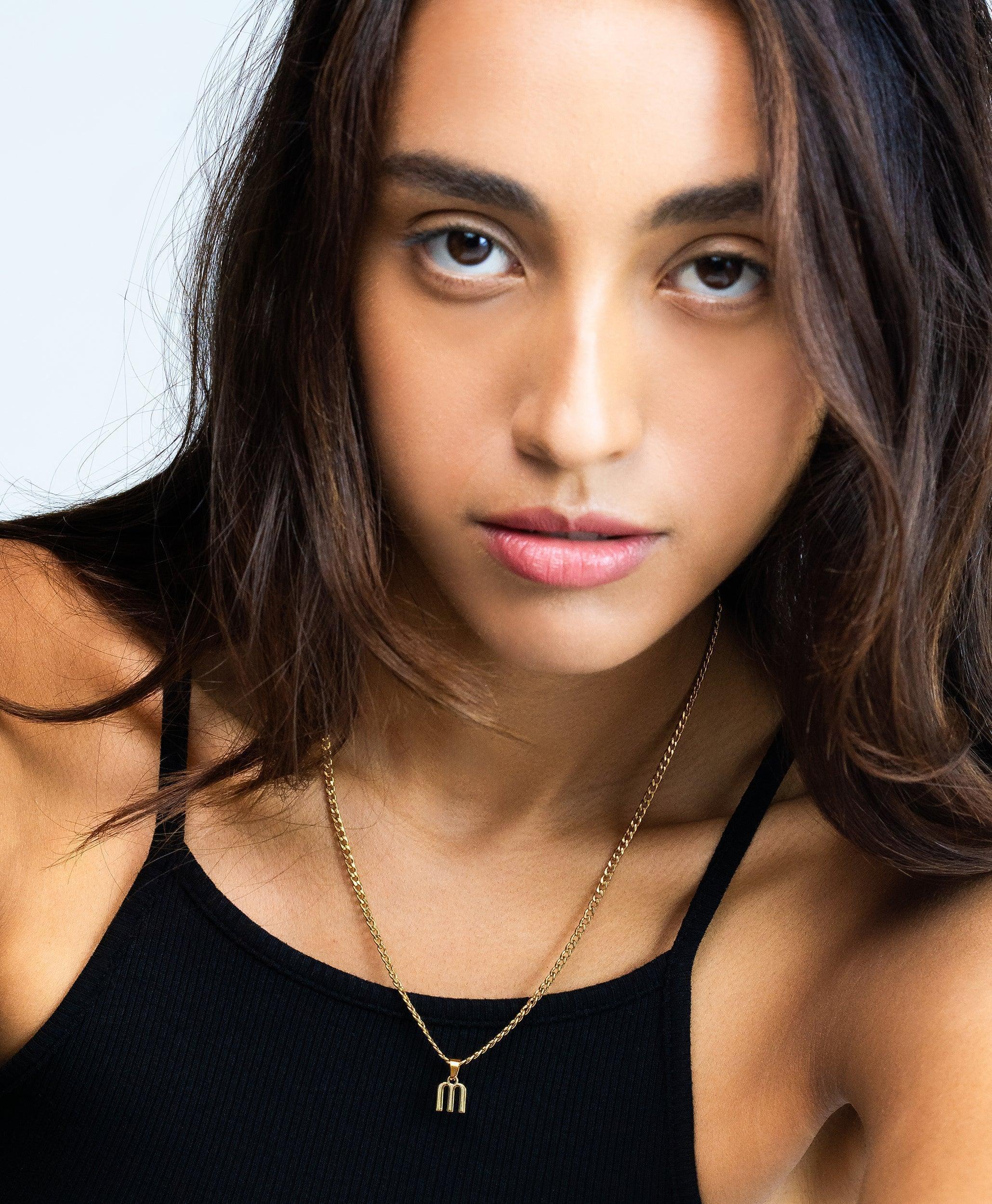  Curb Initial Necklace 18ct Gold Vermeil