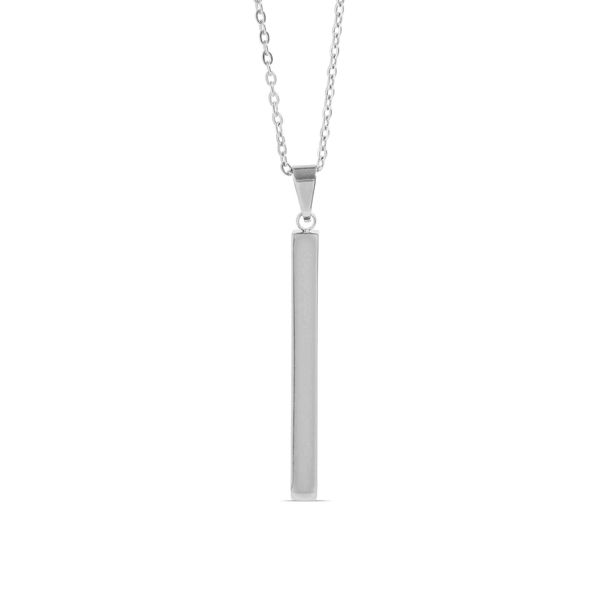 Square 4 Sided Vertical Bar Polished Stainless Steel Necklace With Top Bail / SBB0134、mySite、dreamappss