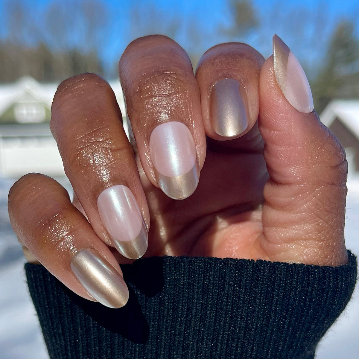 Gold Glimmer French - Press-On | Medium | Oval、mySite、solidvoid