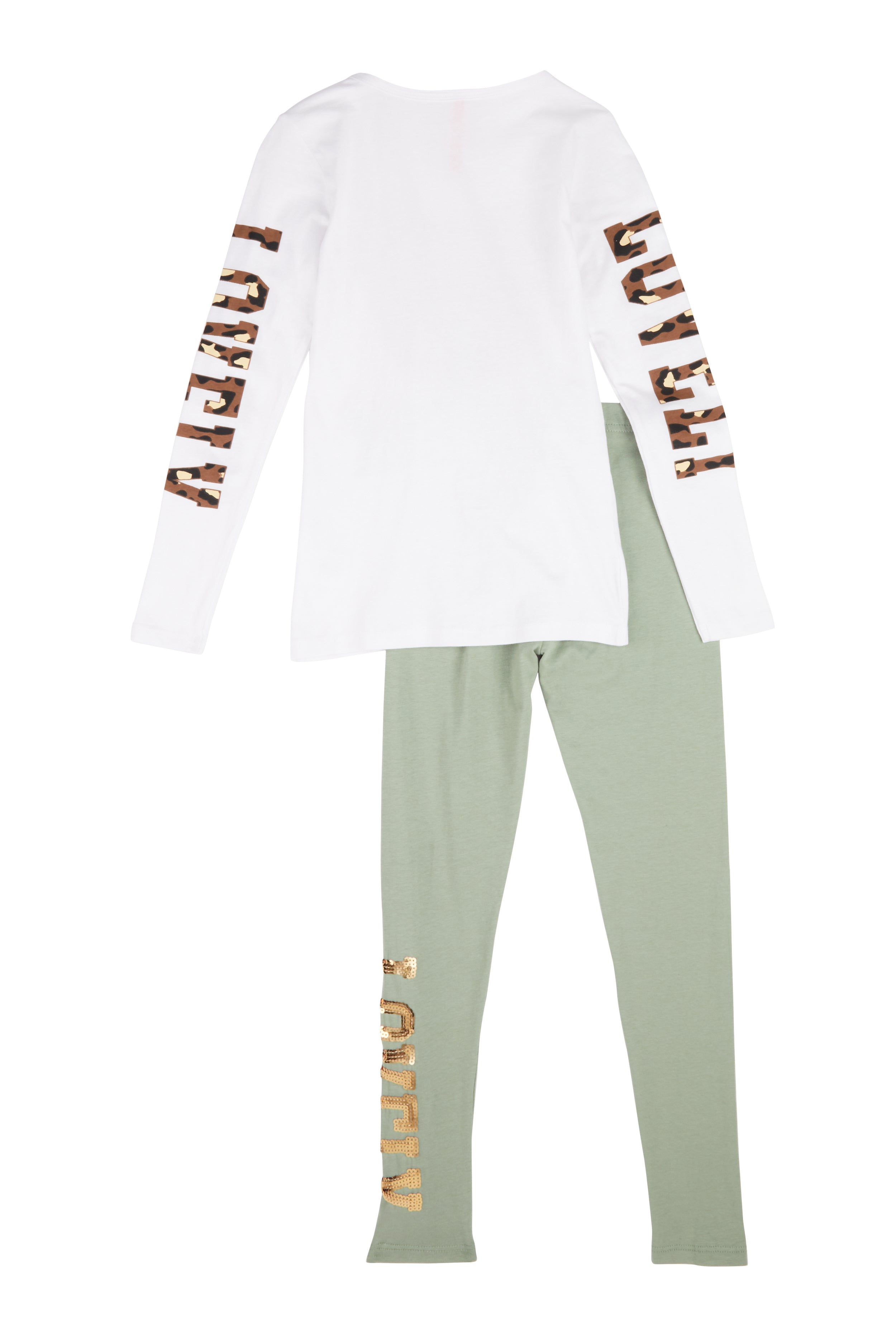 Girls Lovely Bear Sequin Graphic Tee and Leggings、mySite、camillekostekn