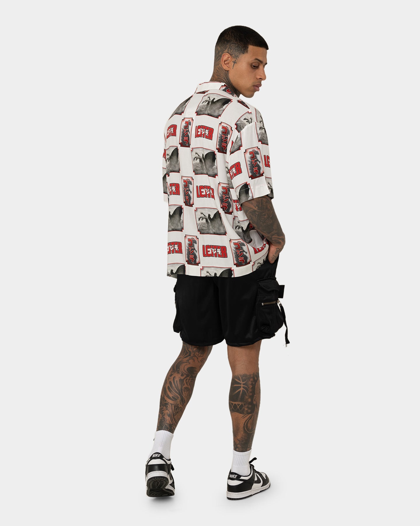 Loiter X Godzilla Godzilla Button Up Shirt White、mySite、zt4zffjzw