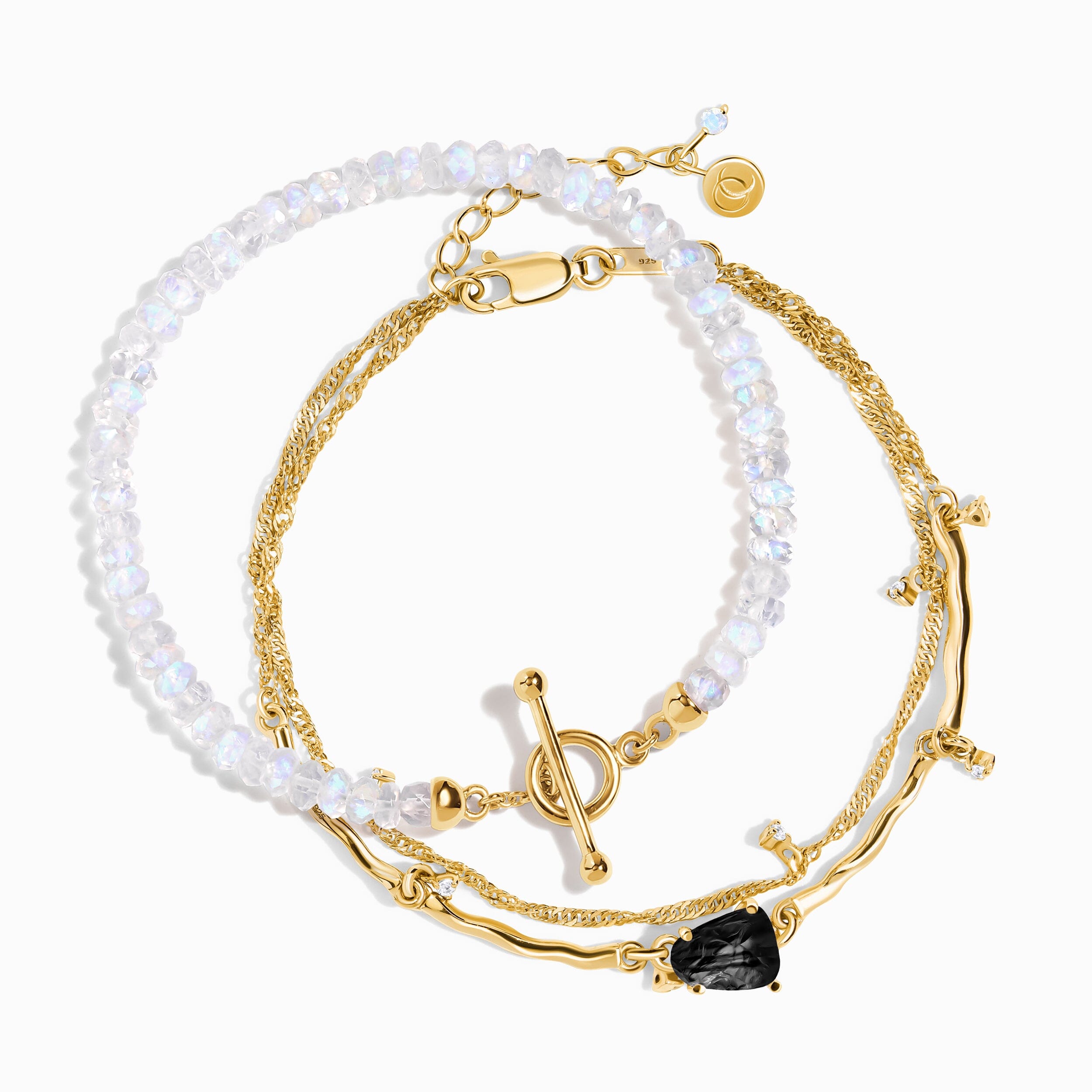 Black Obsidian & Moonstone Bracelet Stack - Energy Armor、mySite、hinf8tx79