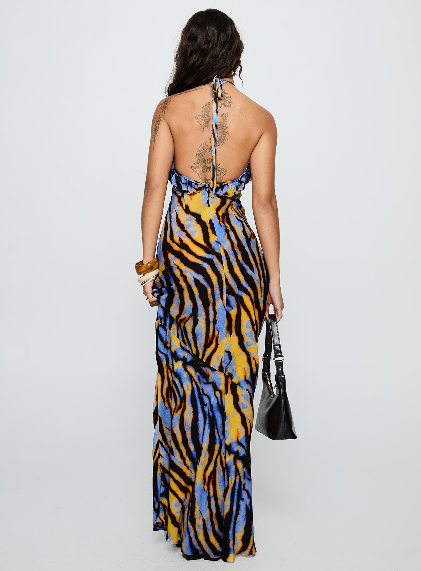 Virginia Beach Backless Maxi Dress Blue Zebra、mySite、solidvoid