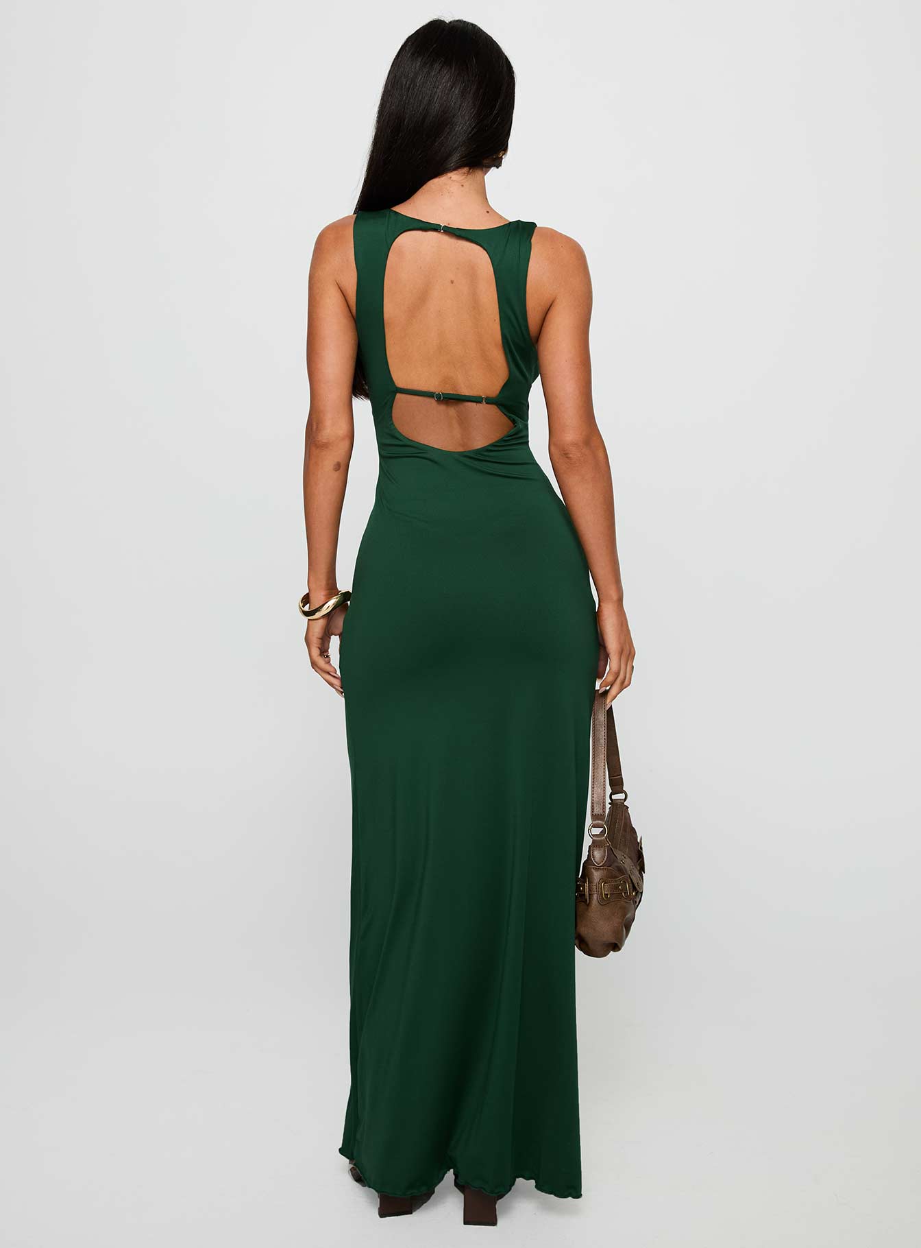 Frederica Plunge Maxi Dress Forest Green、mySite、solidvoid