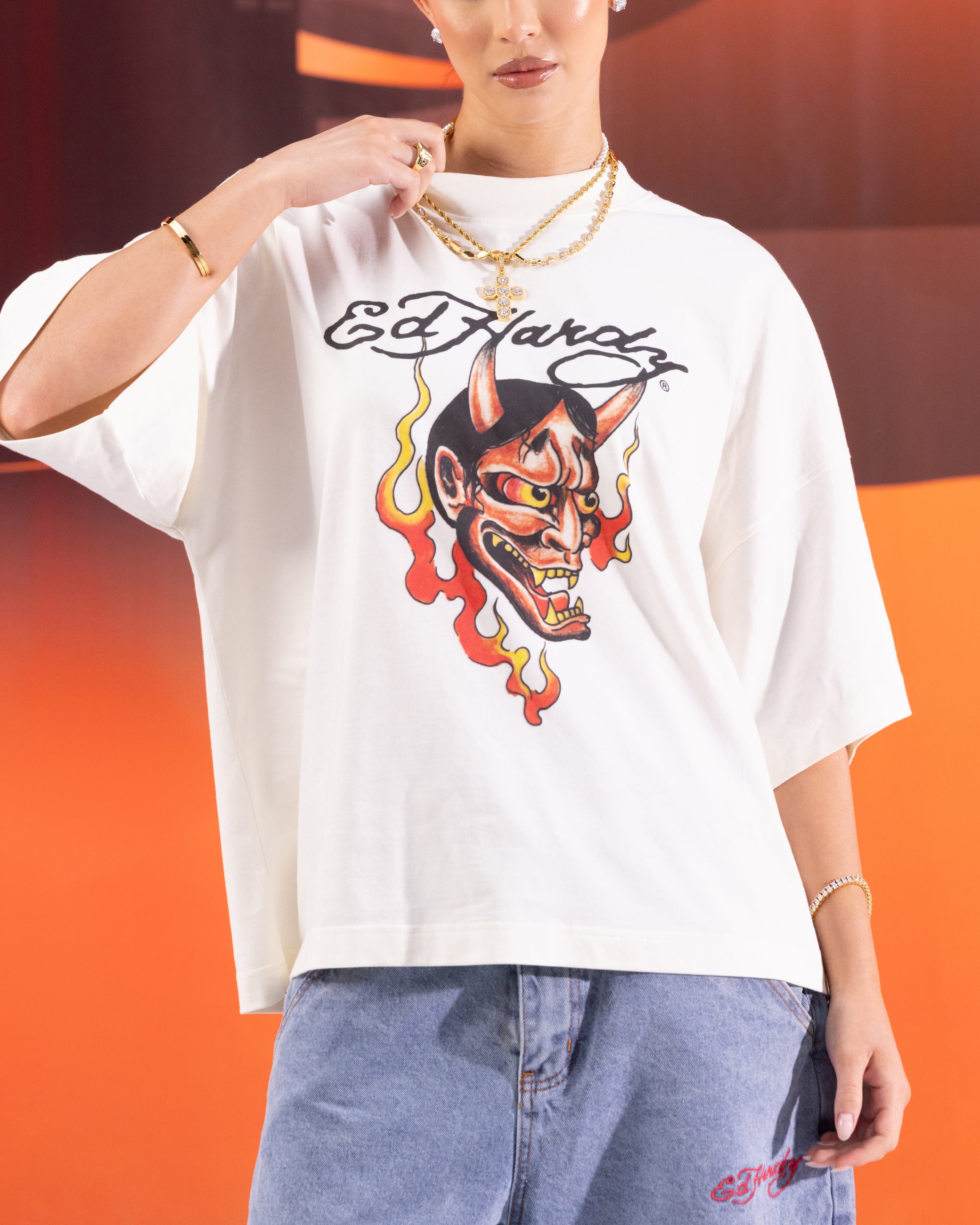 Ed Hardy Devil T-Shirt Off White、mySite、zt4zffjzw