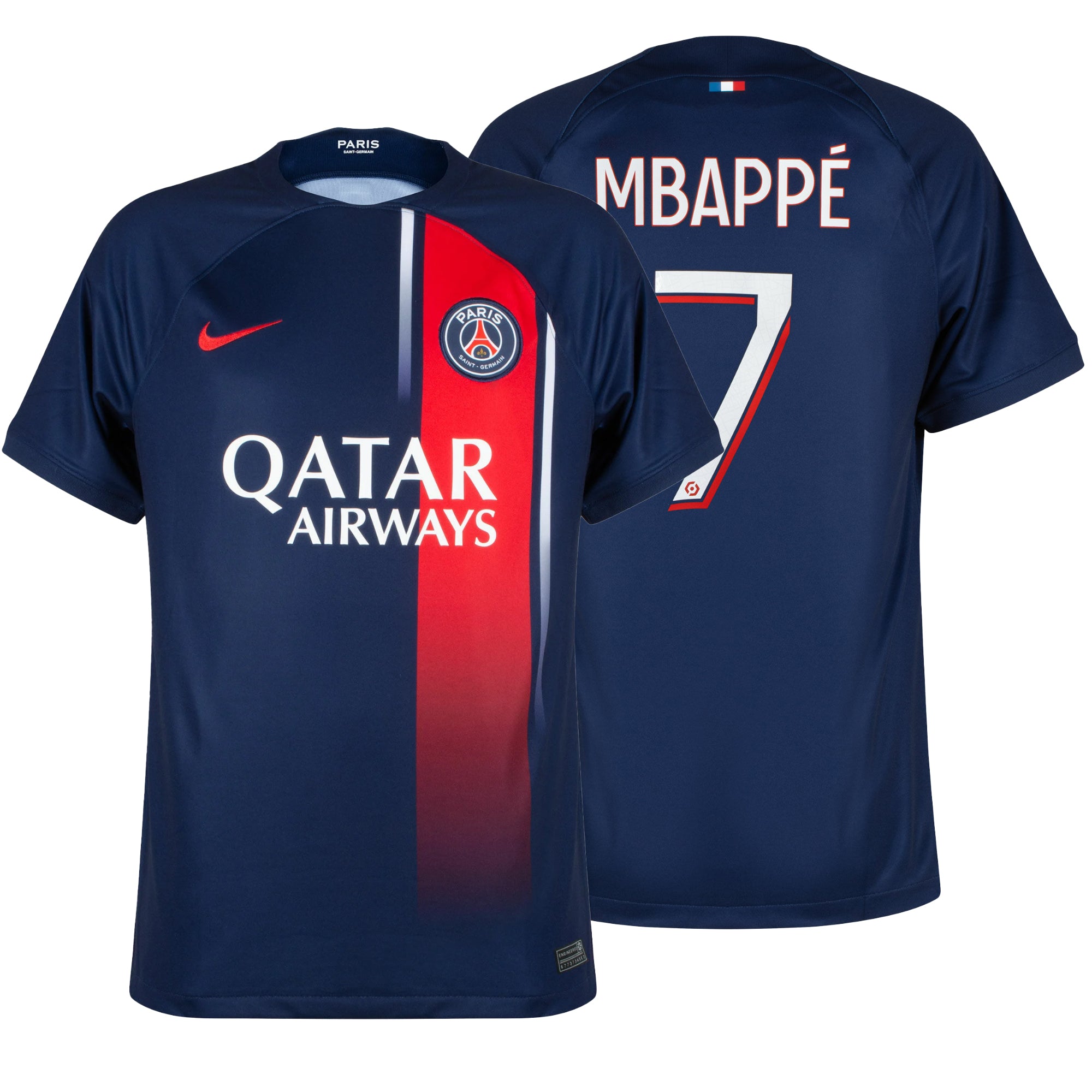 Nike Men's PSG 2023/24 Home Jersey w/ Mbappe #7 Printing、mySite、noshort
