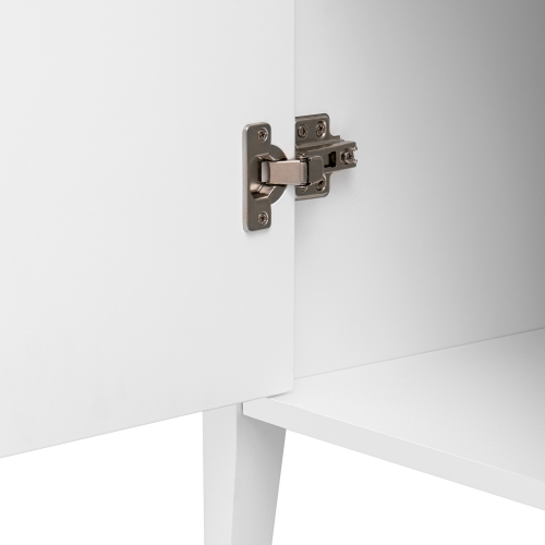 U_Style 63.1''Modern 4-Vertical Wavy Slatted Doors Sideboard,Storage Cabinet With Elegant Design, Solid Wood Legs with Painted,Metal Handles,for Dining Room,Living Room, Kitchen, or Entryway(Black)、、casual