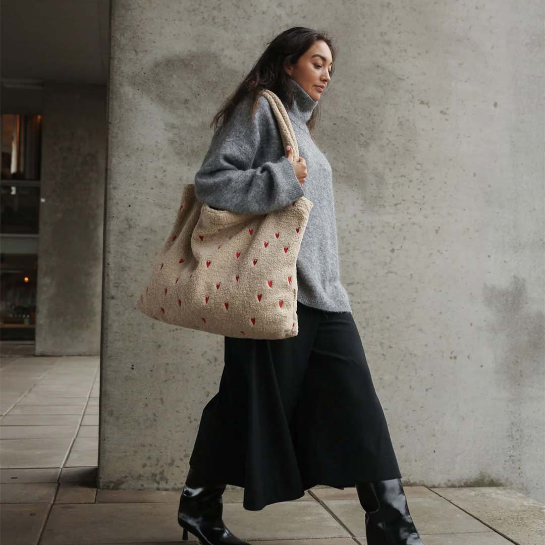  Studio Noos Ecru Teddy Hearts Mom Bag - Ecru、mySite、merchandisen