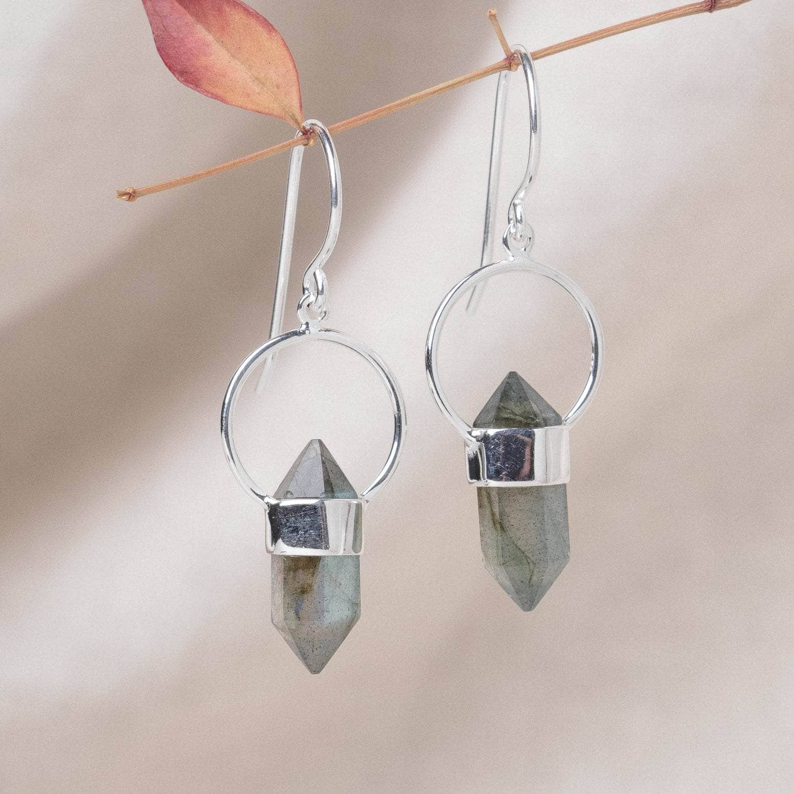 Labradorite Crystal Point Earrings、mySite、hinf8tx79