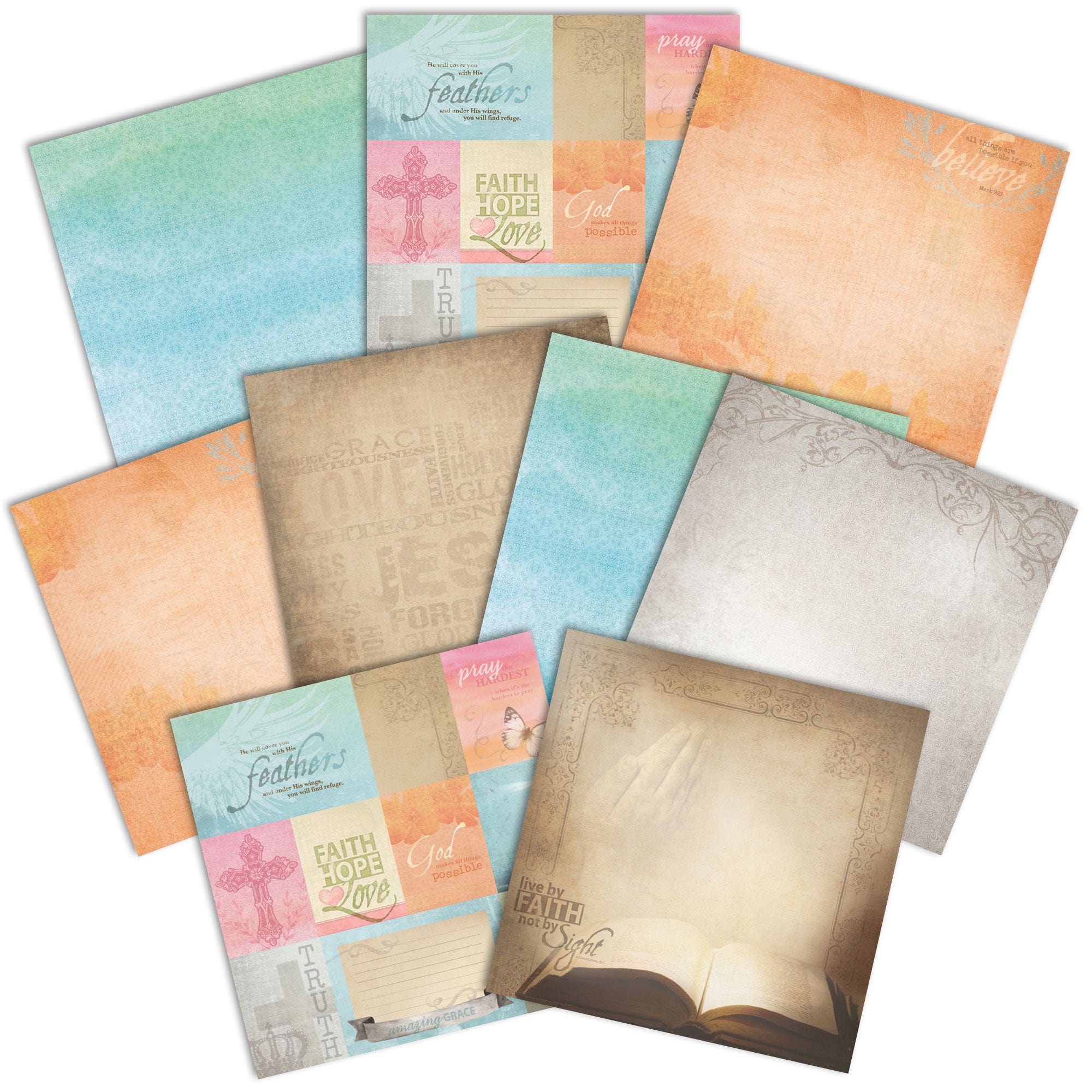  FAITH PATTERN 12 X12 SCRAPBOOK PAPER SET、mySite、ghnorth