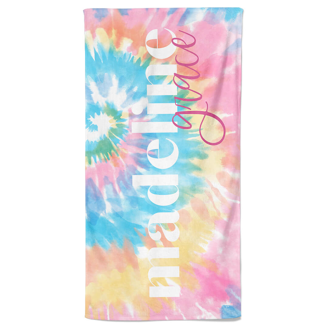  Pastel Tie Dye Personalized Kids Beach Towel、mySite、layawaytickets