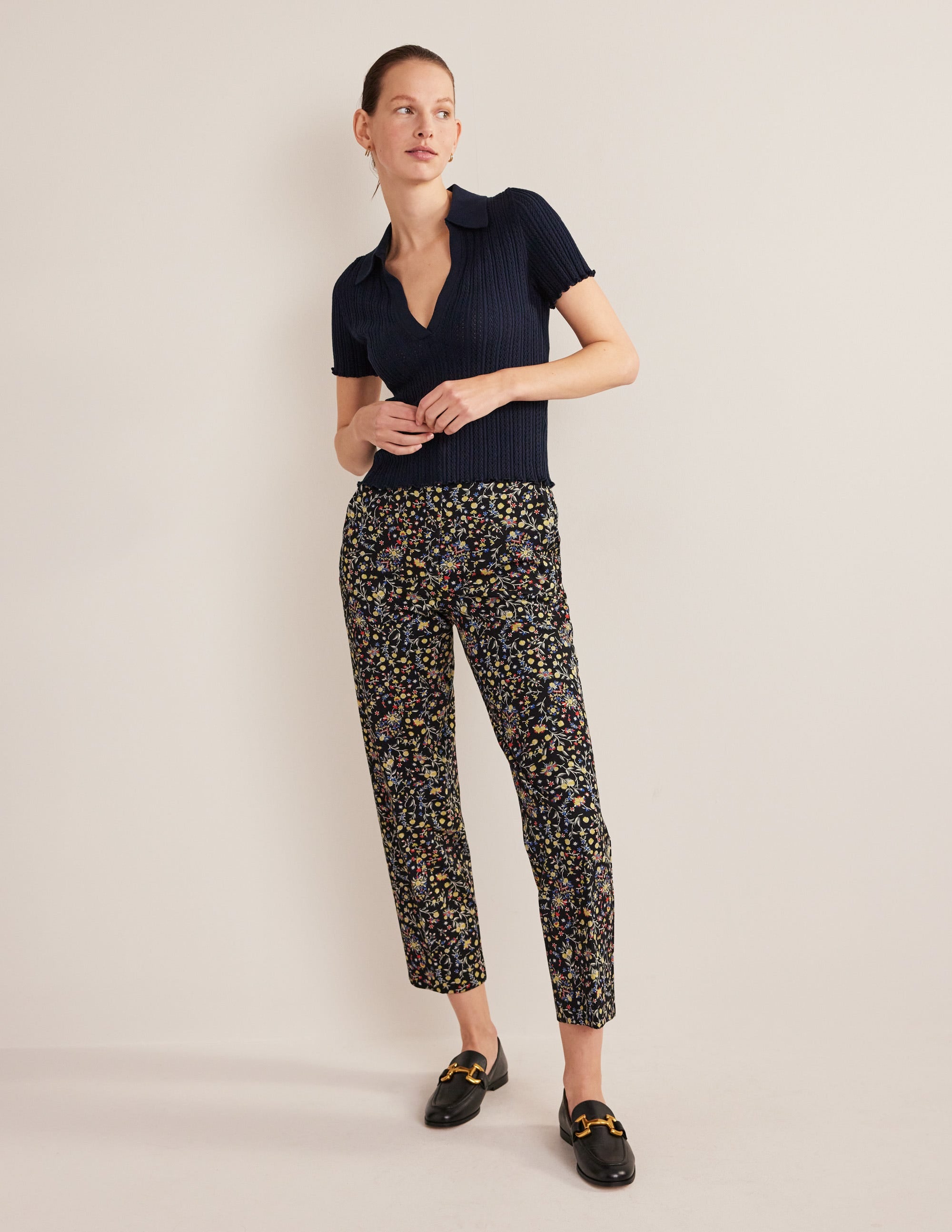  Bi-Stretch Tapered Trousers-Black, Wildflower Paisley、mySite、ashleygrahame