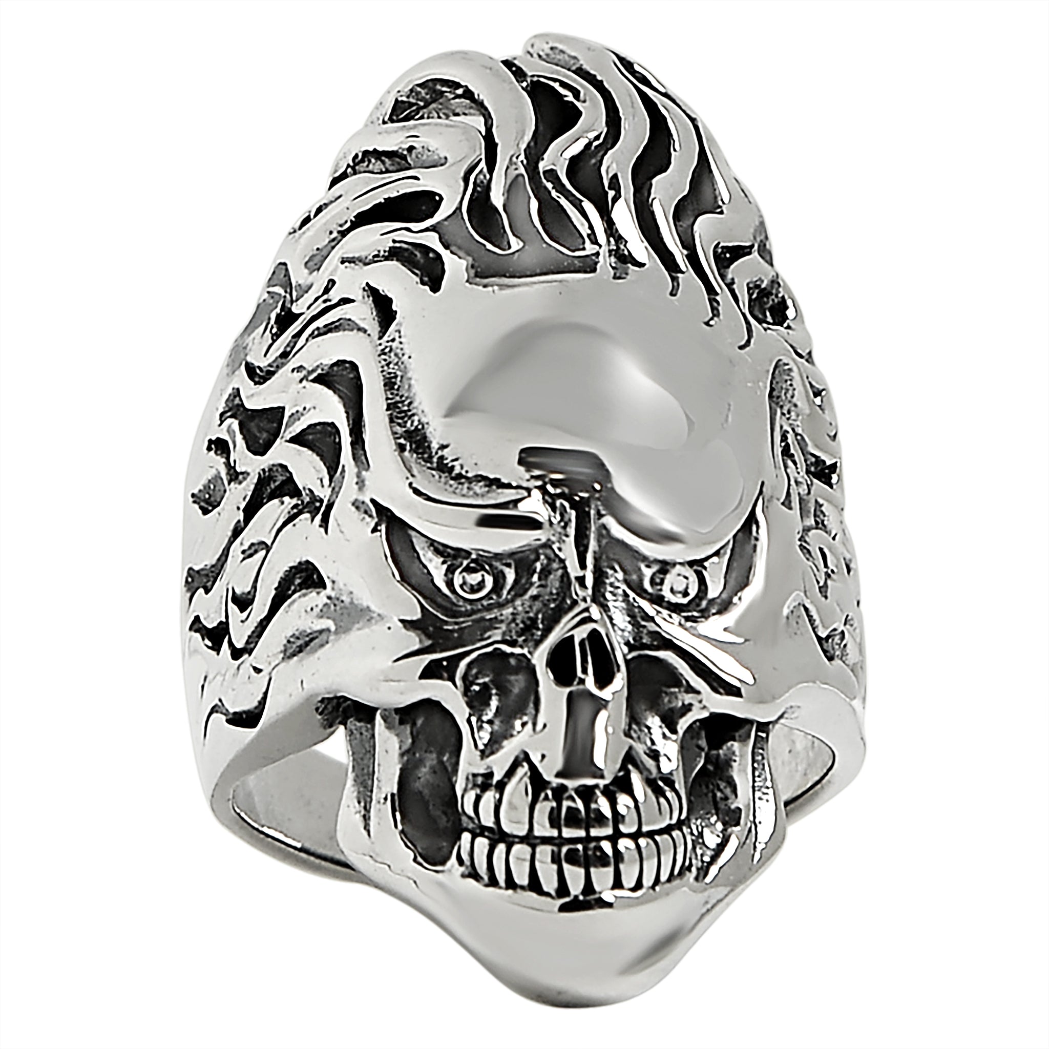 Sterling Silver Skull Flaming Hair Ring / SSR0025、mySite、dreamappss