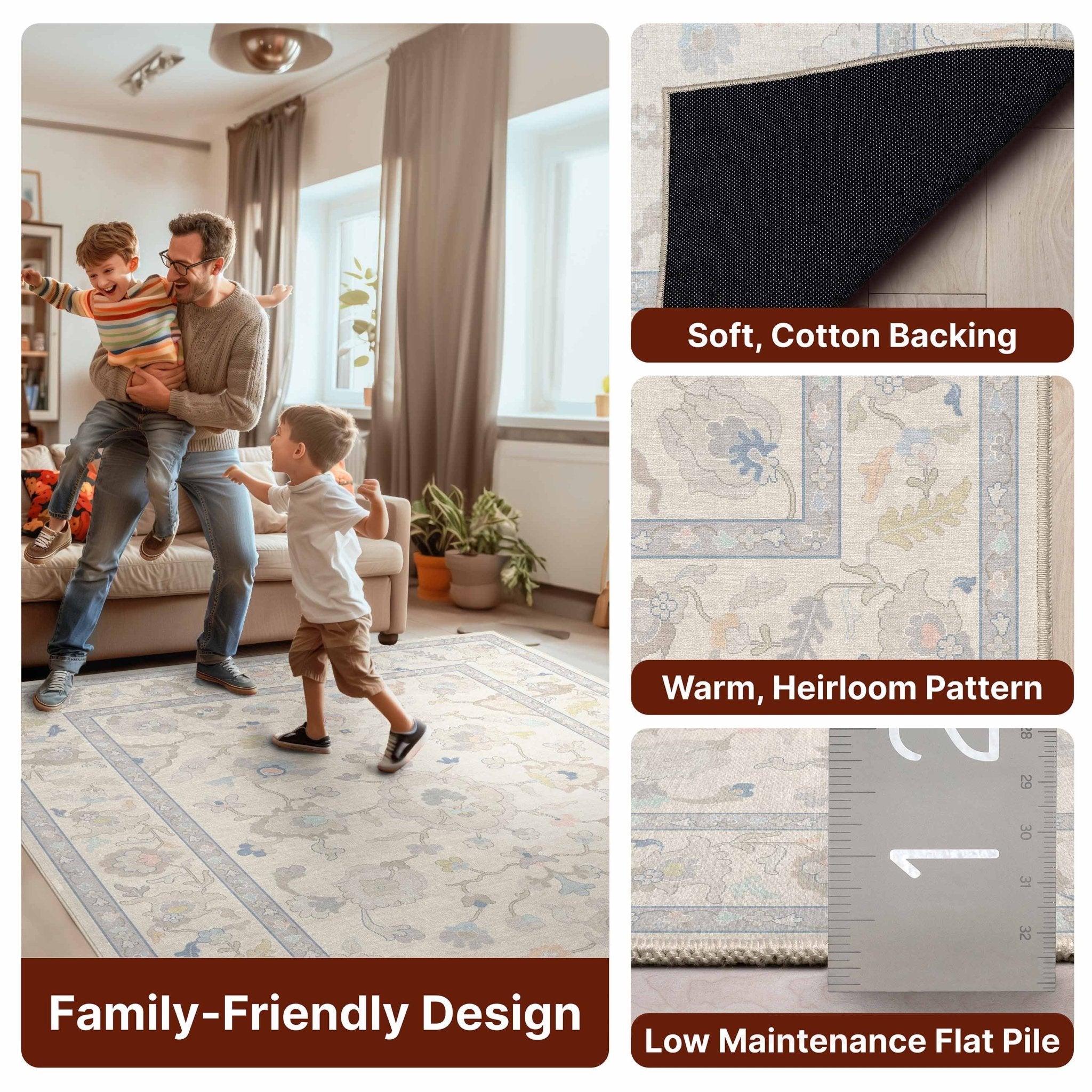 Konya Updated Traditional Oriental Pastel Rug for Living Room Bedroom Dining Room ,Easy Clean、mySite、gigharbornorthrealestate