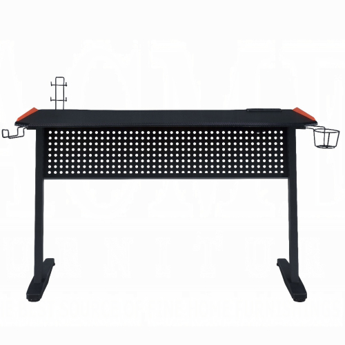 Black and Red Gaming Desk with LED Light and USB Port、、casual