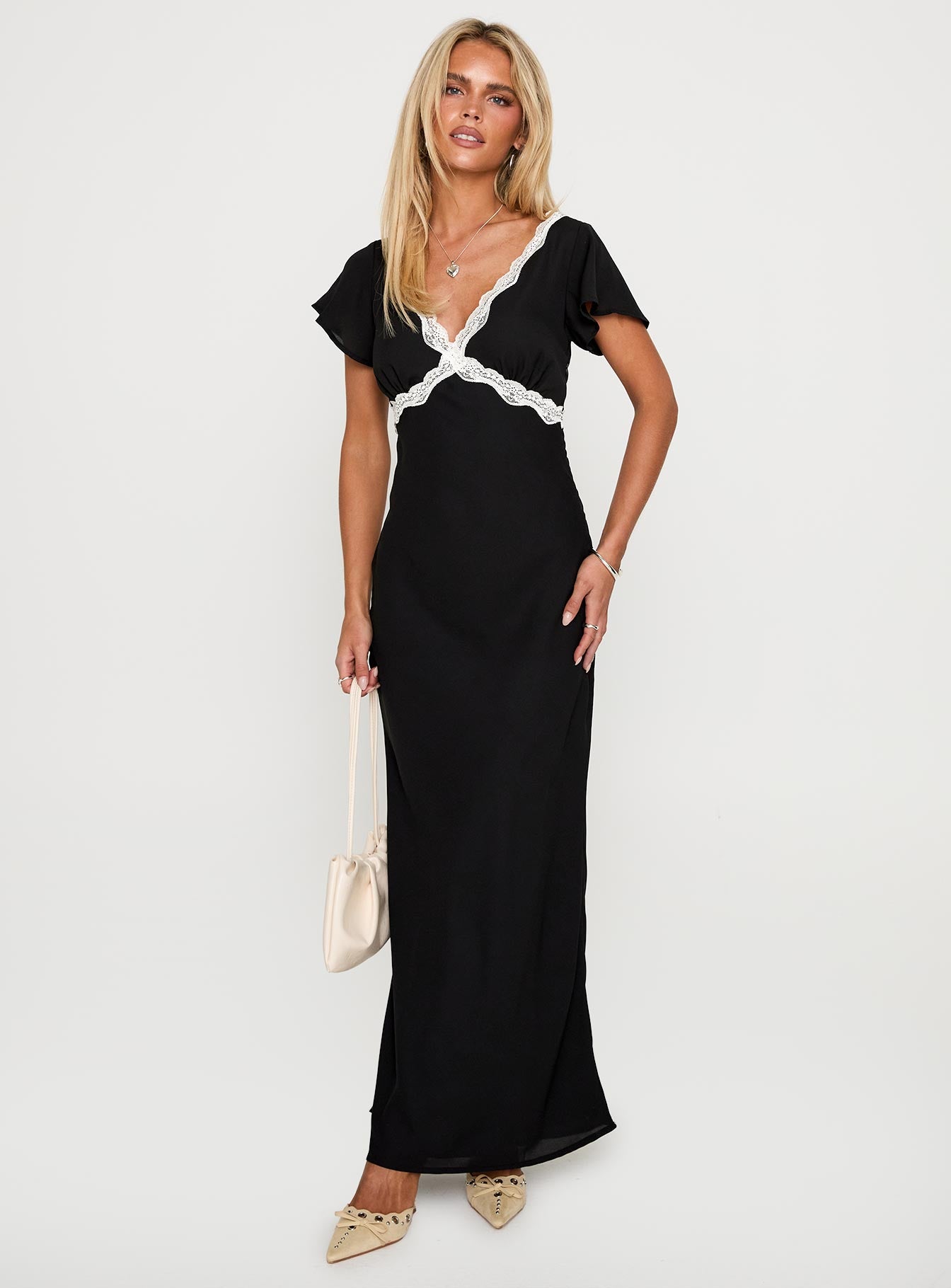 Barbarita Lace Maxi Dress Black、mySite、solidvoid
