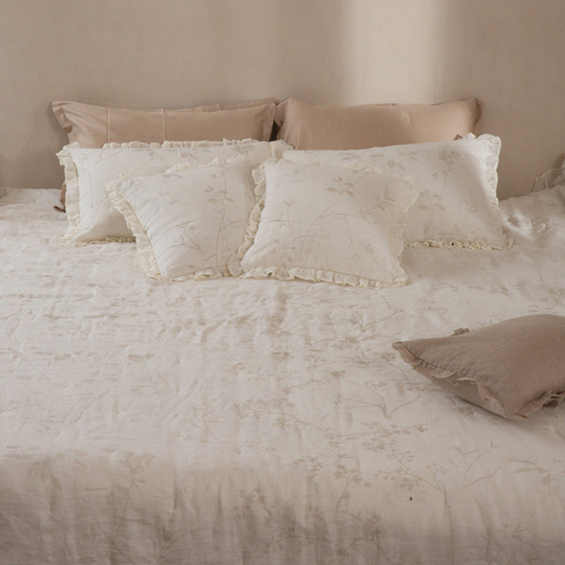 Linen Twilight Ruffle Cushion Cover | Ivory | 45 x 45 cm、mySite、camillekostekn