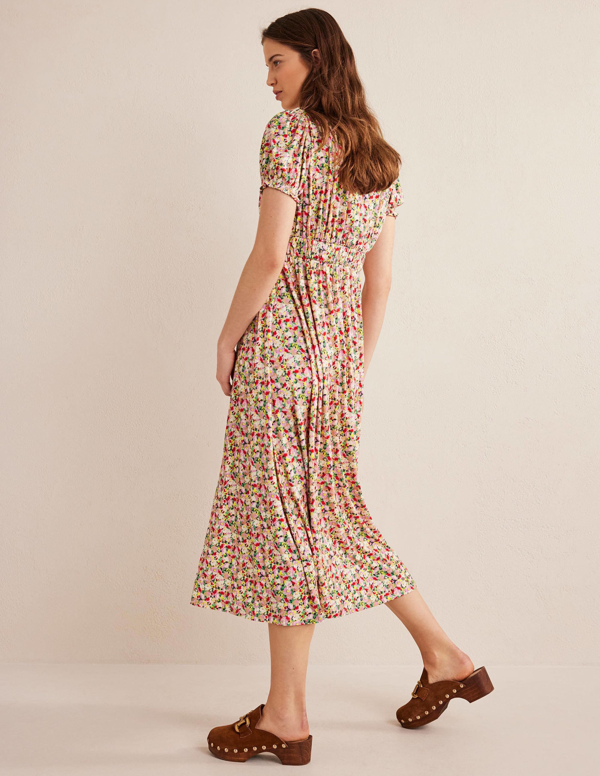  Rosanna Jersey Midi Tea Dress-Multi, Painterly Floret、mySite、ashleygrahame