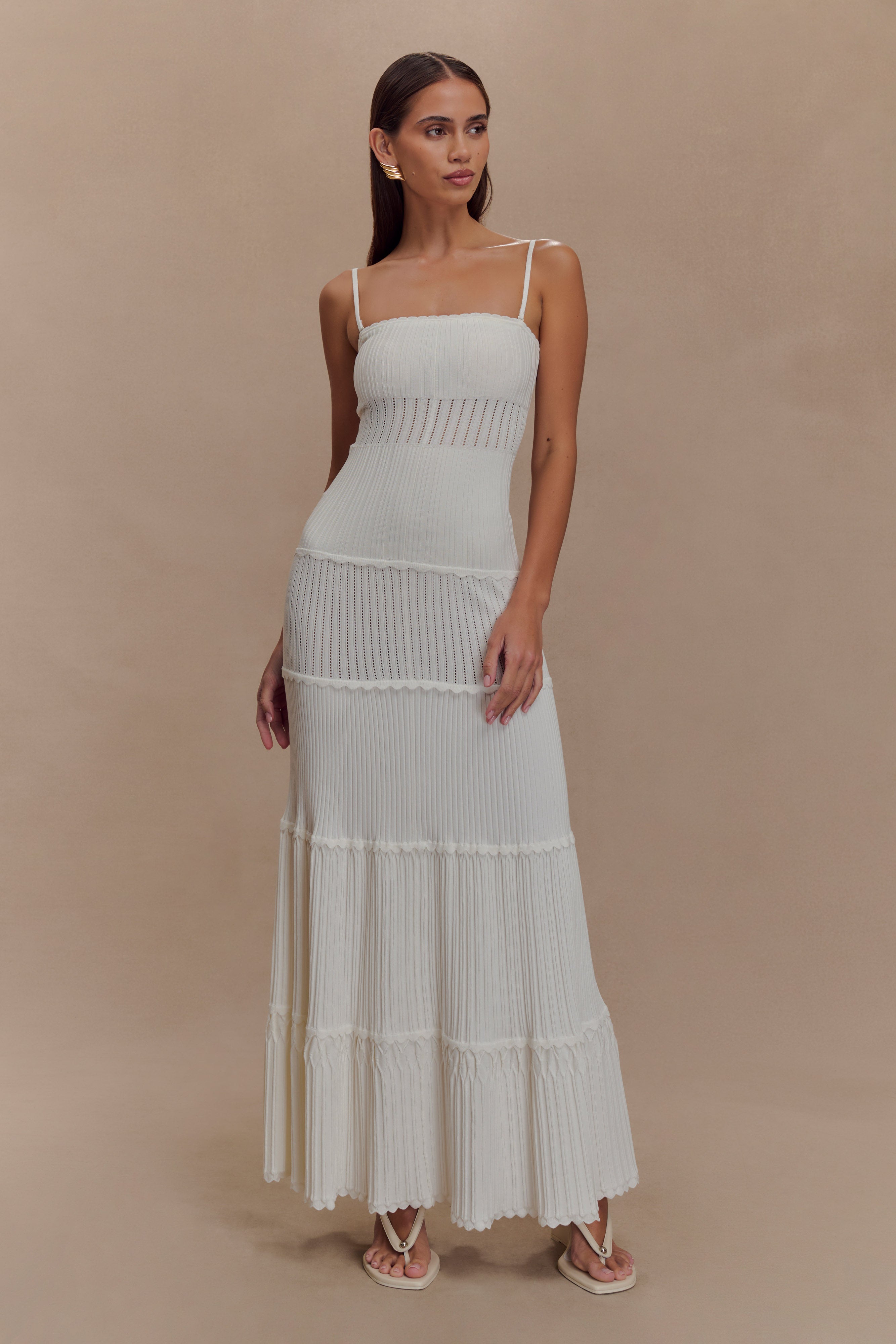 Finley Pointelle Knit Maxi Dress - Ivory、mySite、solidvoid
