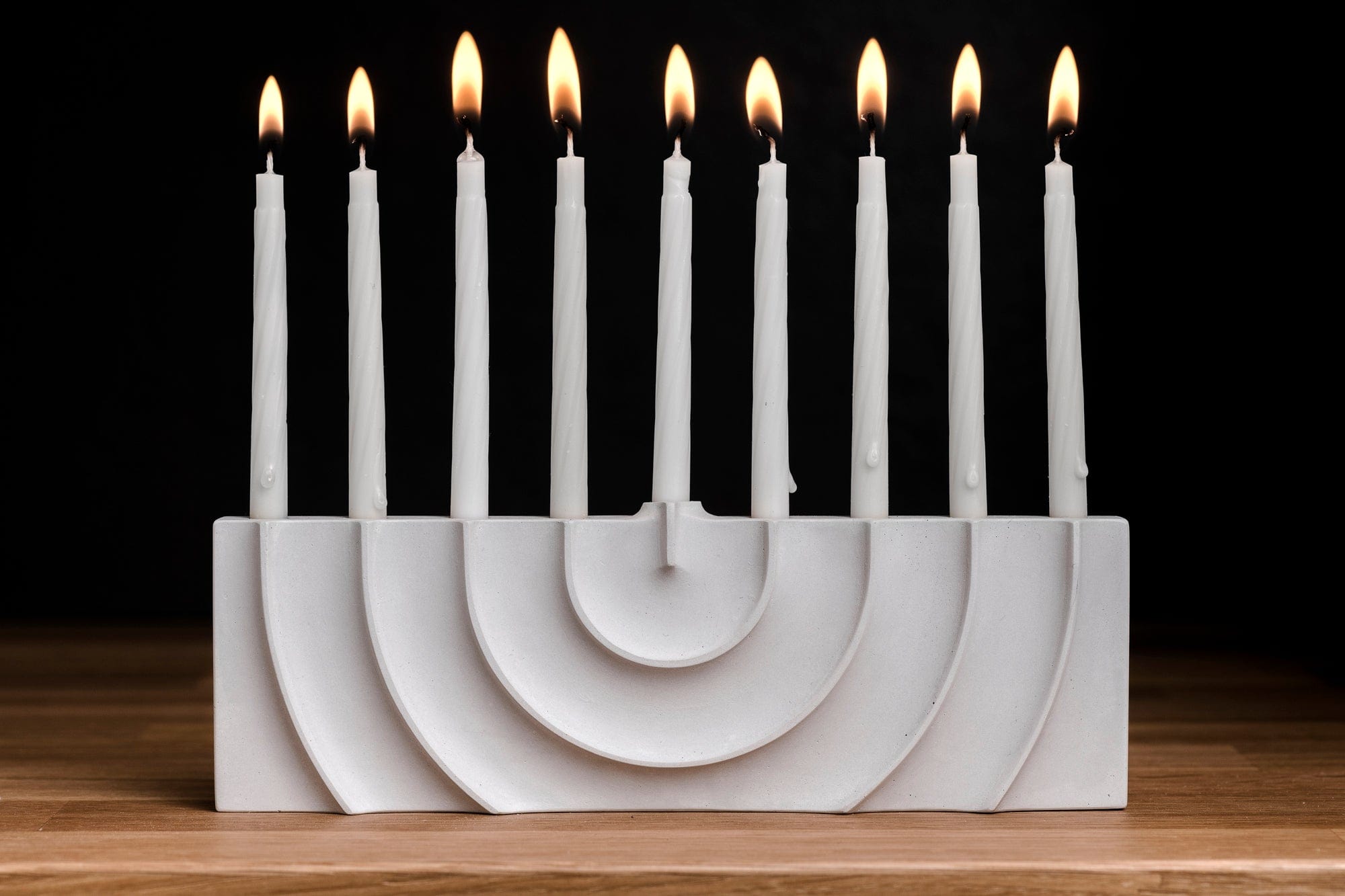 Hand-Poured Rippled Concrete Hanukkah Menorah - Gray、mySite、topwebapps