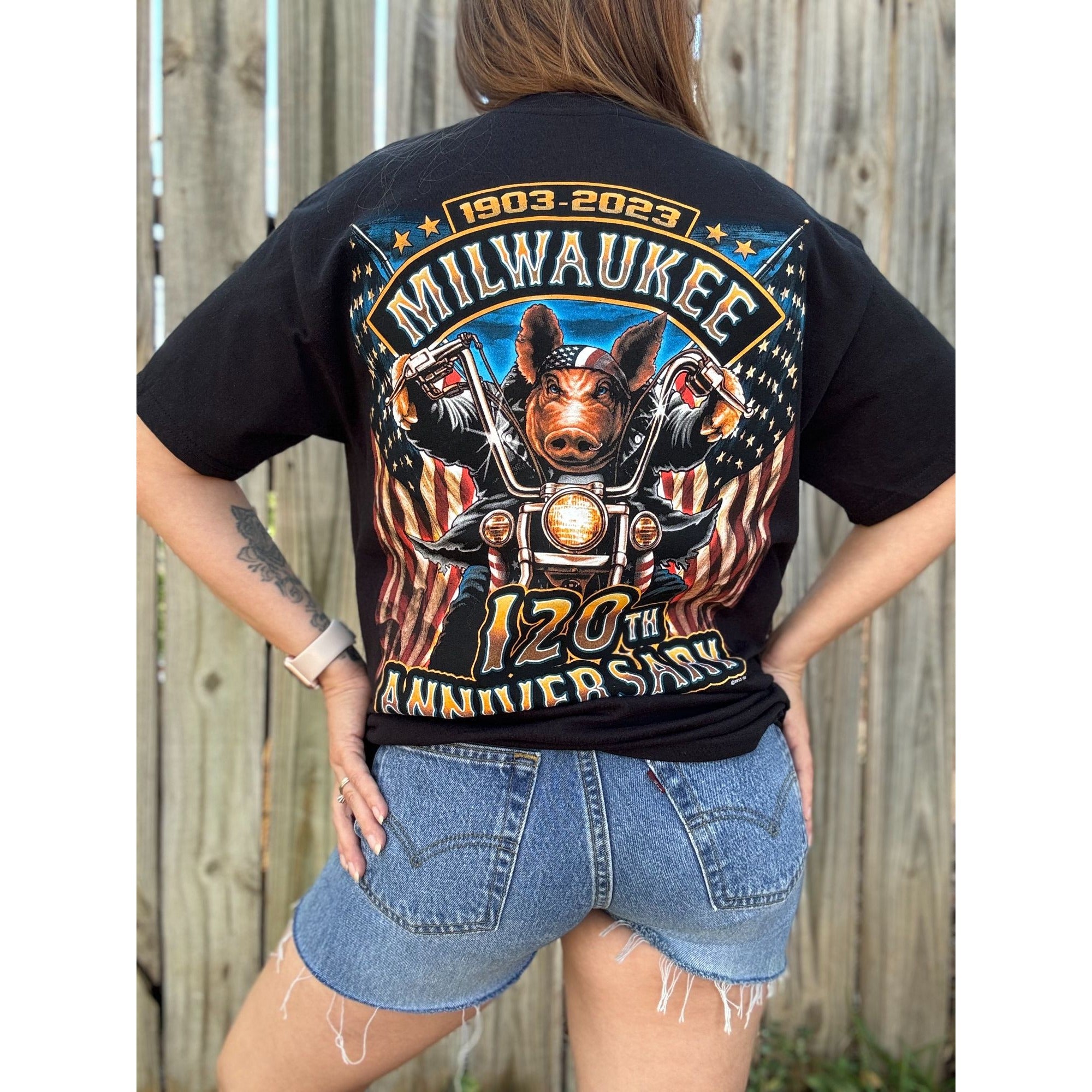 NEW 2013 Milwaukee Hogg 120th Anniversary Motorcycle Rally Graphic Tee Medium、mySite、garagedoors4me