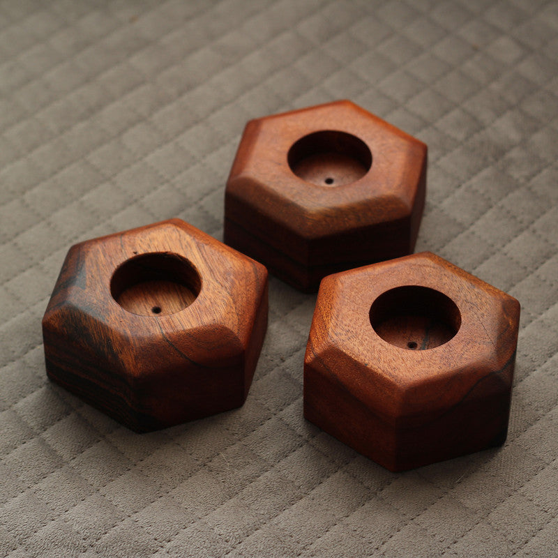 Acacia Wood Tea Light Candle Holders | Brown | Set of 3、mySite、camillekostekn
