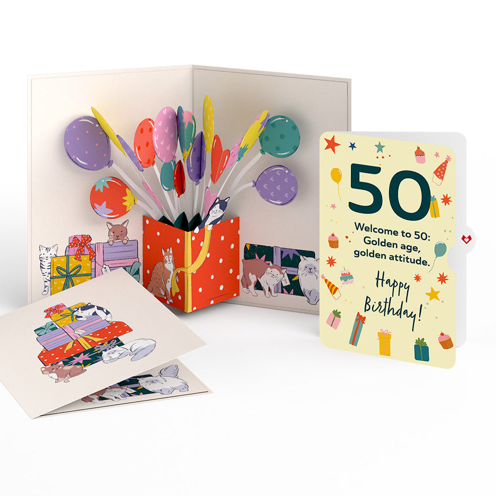 Curious Cats 50th Birthday Pop-Up Card and Sentiment Set、mySite、solidvoid