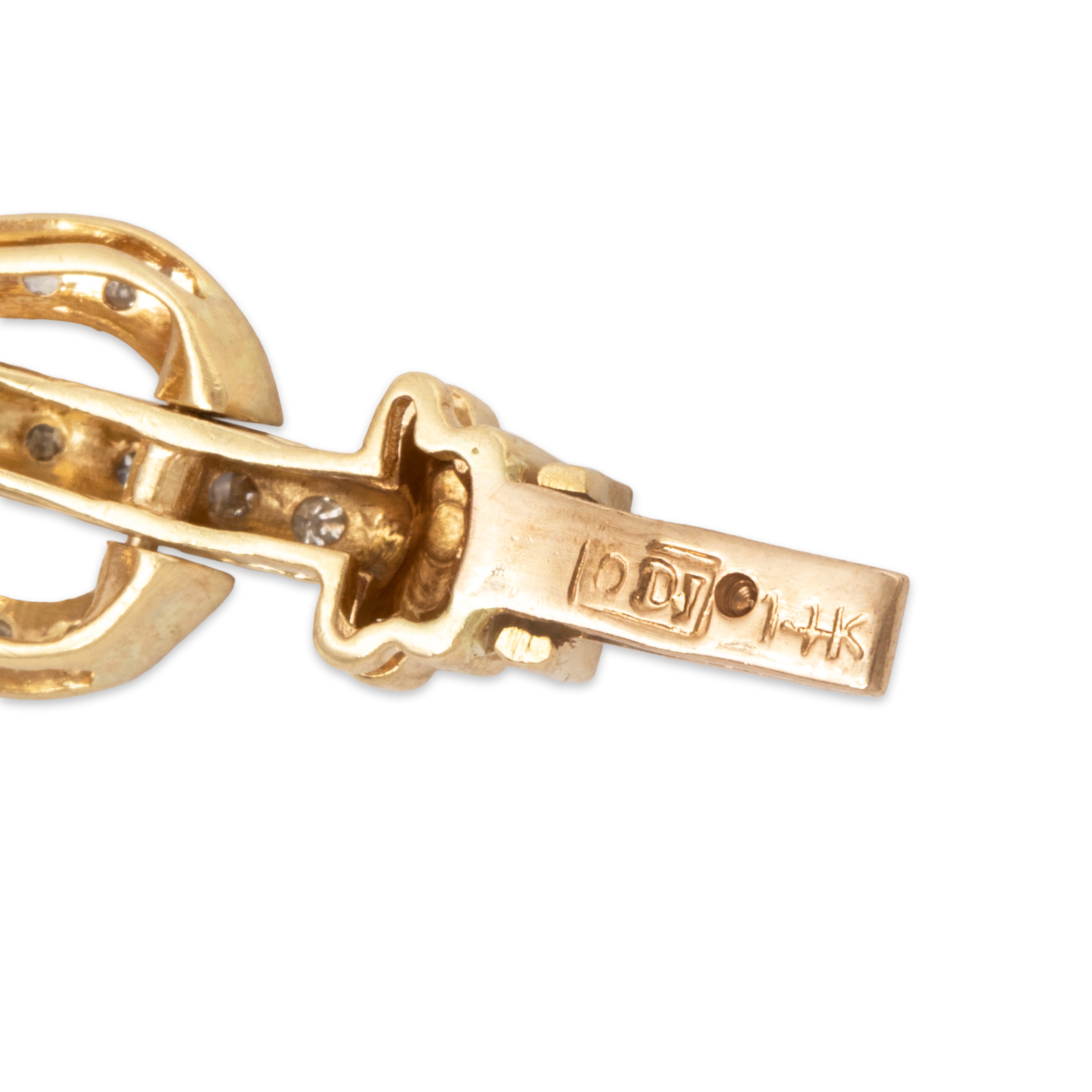 Vintage 14k Yellow Gold 7.9cttw Amethyst .216cttw Diamond Buckle Bracelet 7.25、mySite、hinf8tx79