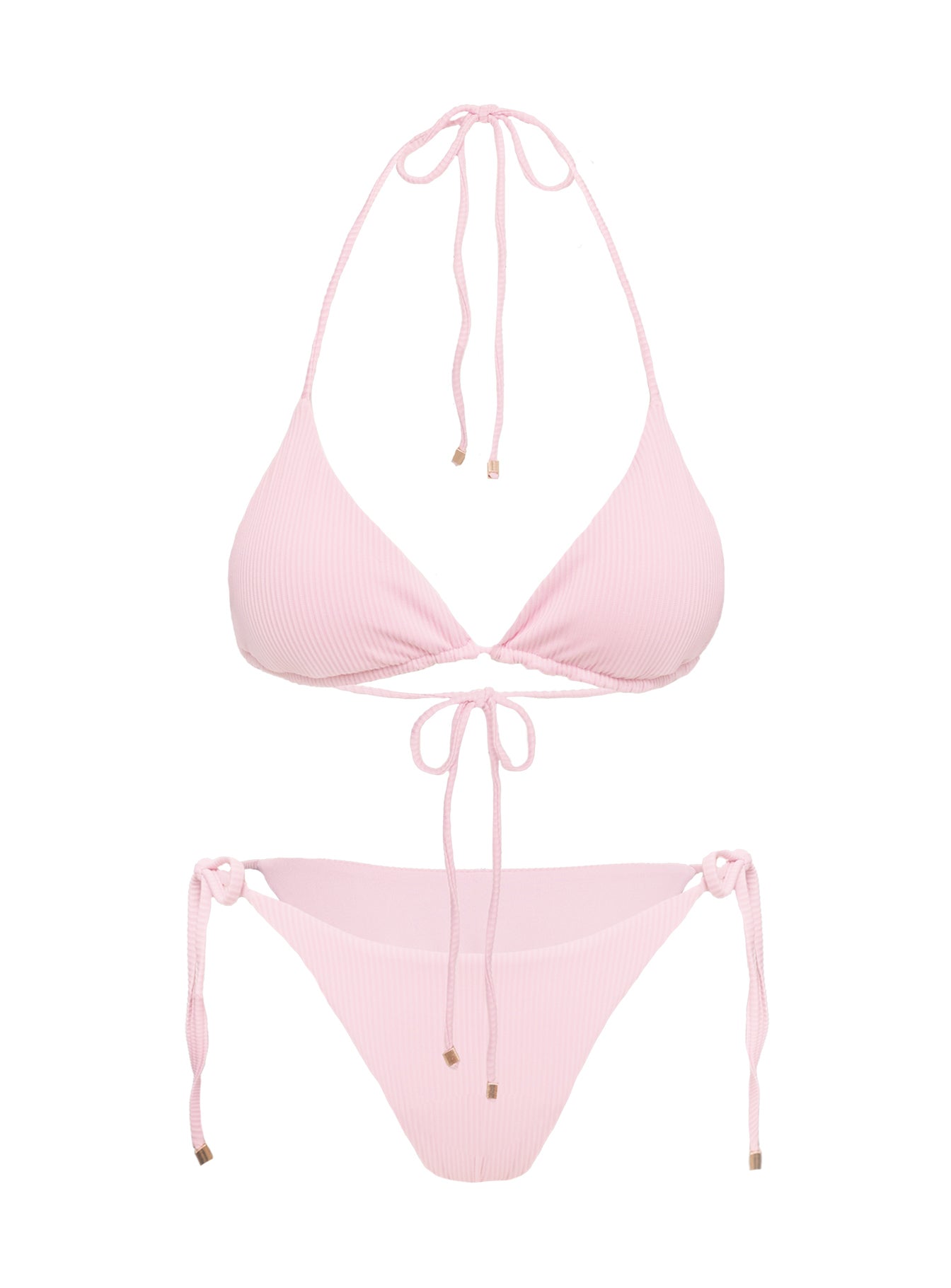 Glora Tie Side Ribbed Bikini Bottom Pale Pink、mySite、solidvoid