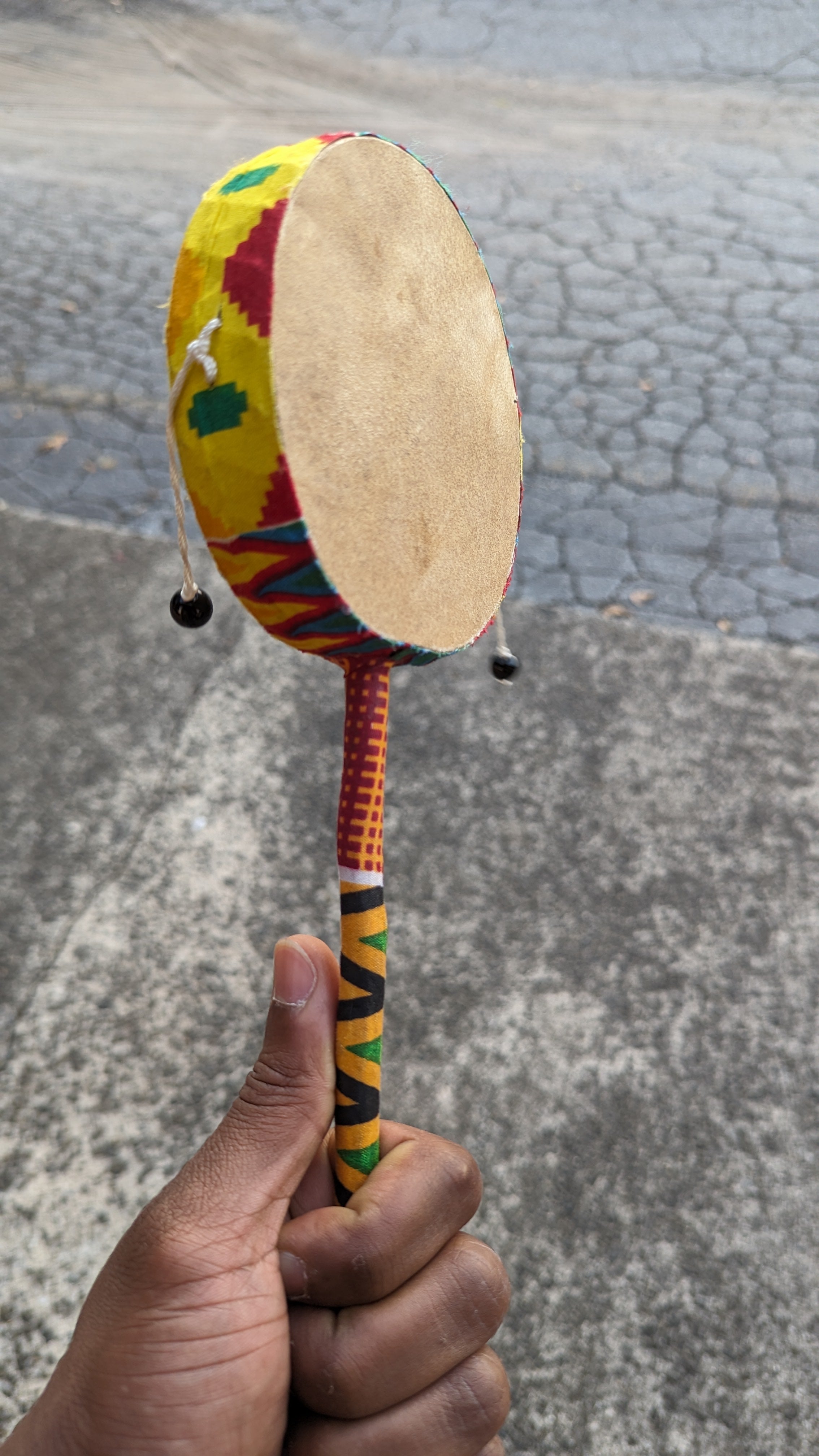 Itnahsa Handheld African Percussion Drum trimmed with Kente Print-DPADPD1、mySite、solidvoid