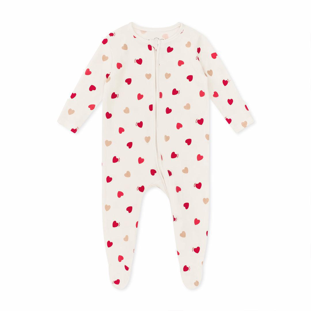  MORI Loveheart Two Way Zip-Up Sleepsuit - Hearts & Cream、mySite、merchandisen