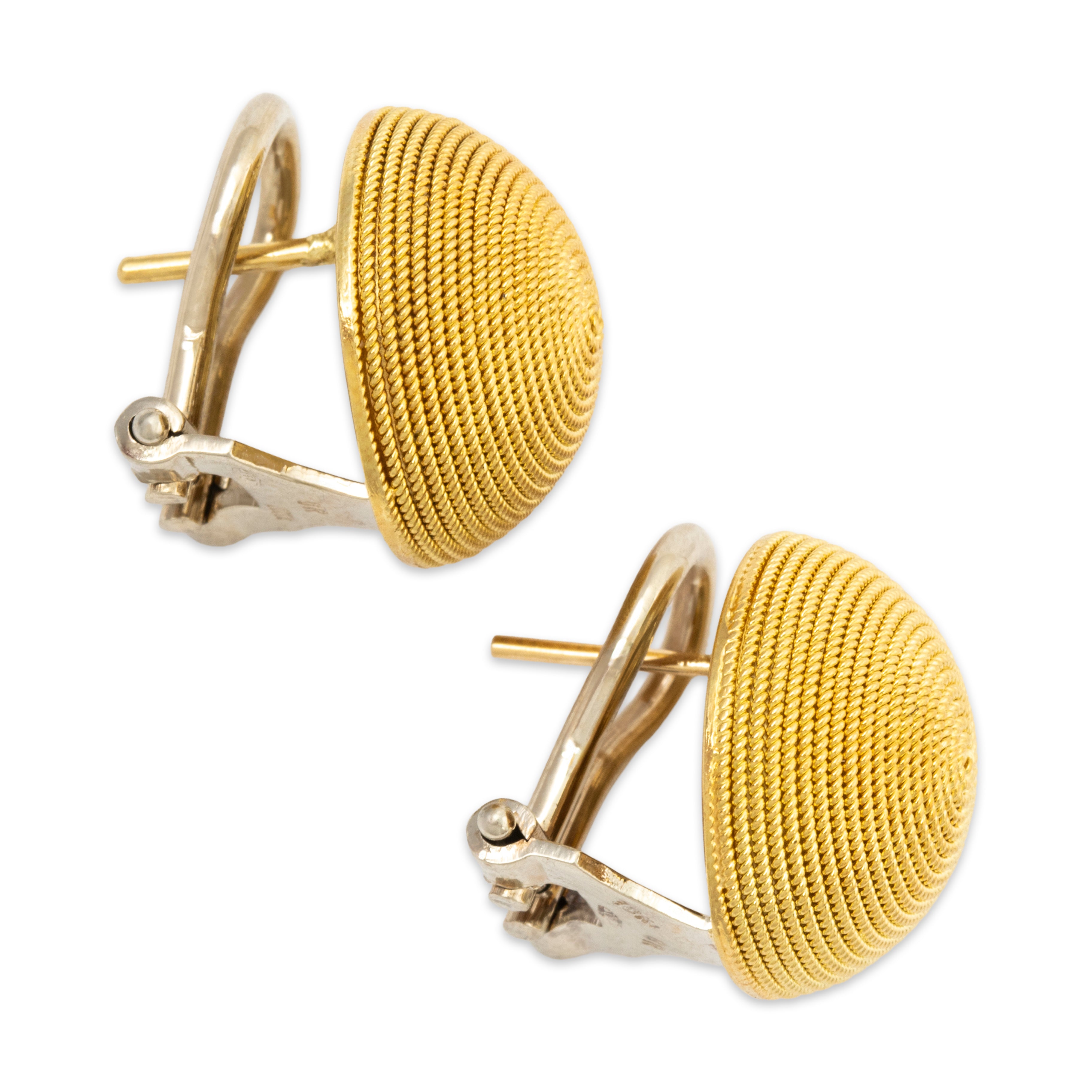 Vintage 18k Yellow Gold Stately Circles Stud Earrings、mySite、hinf8tx79