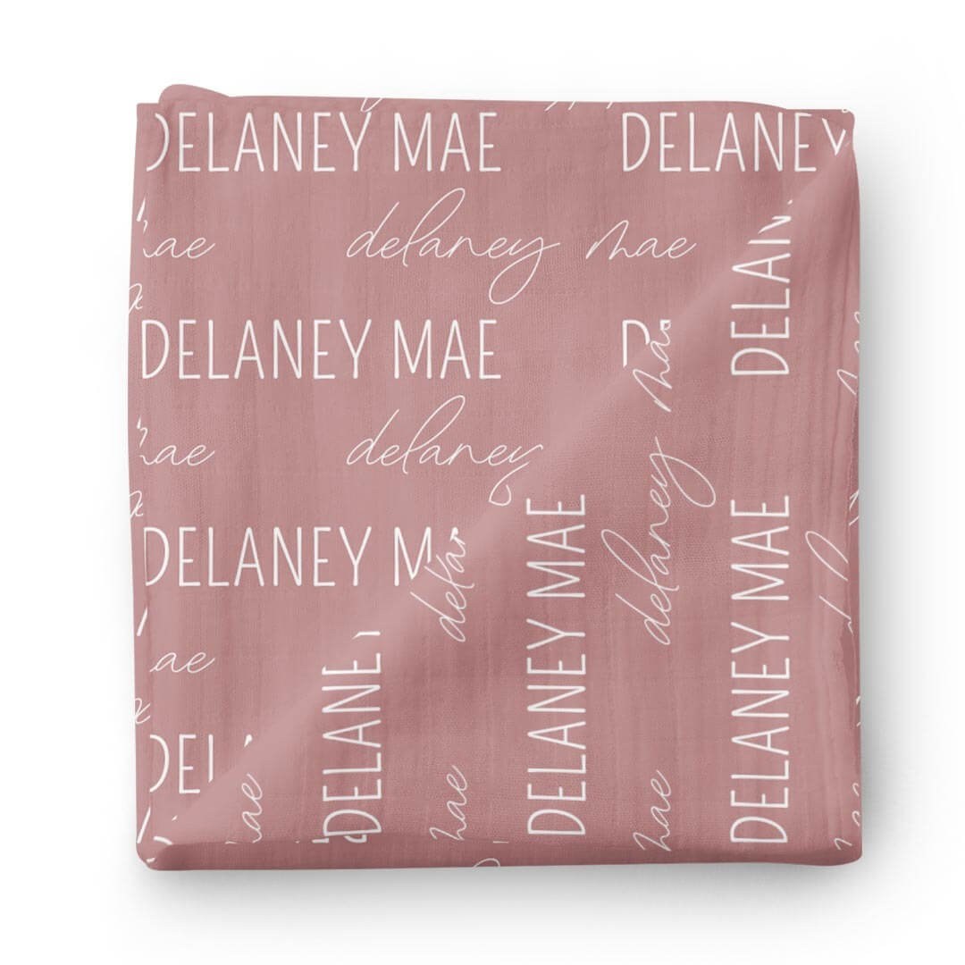  Personalized Light Dusty Rose Baby Name Swaddle Blanket - Block & Script、mySite、layawaytickets