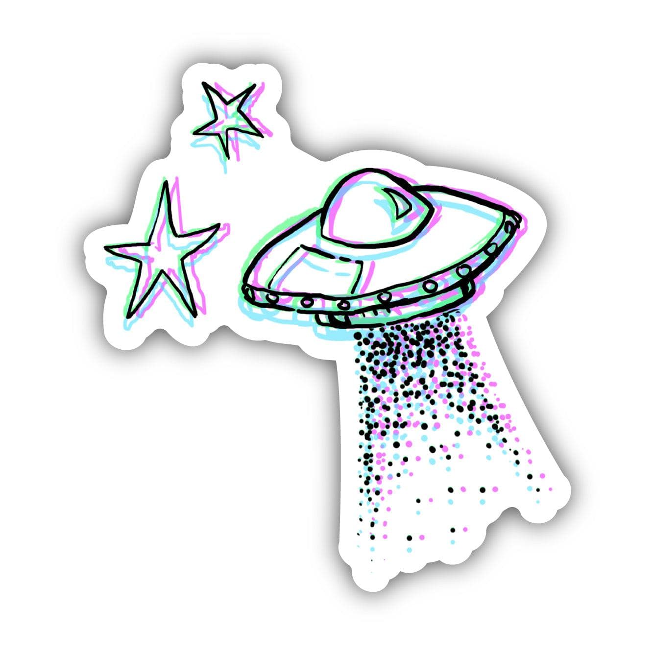 UFO and Stars Sticker、mySite、ghnorth