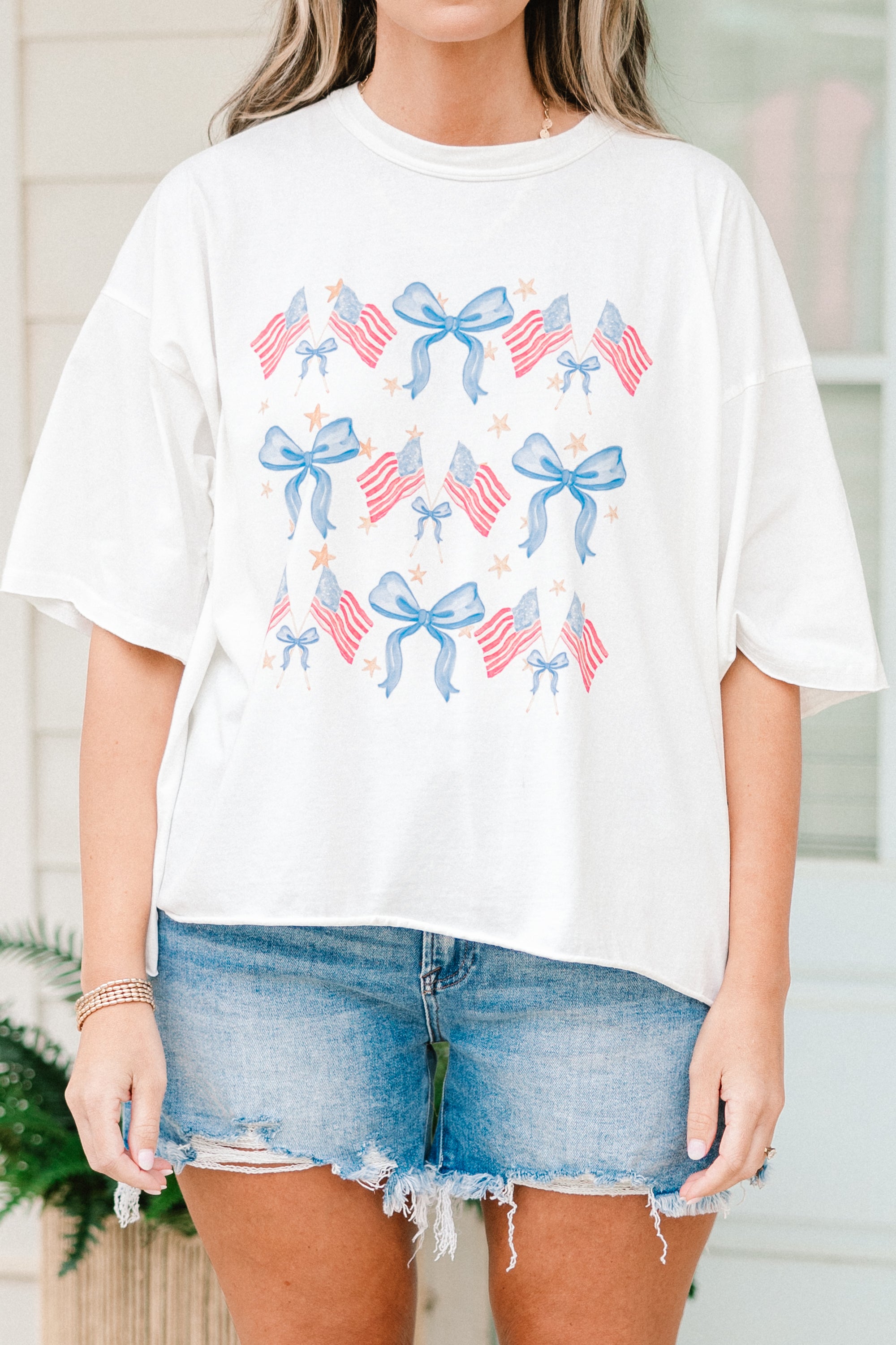  Red, White & Bows Vintage Wash Tee, White、mySite、justintrudeaud