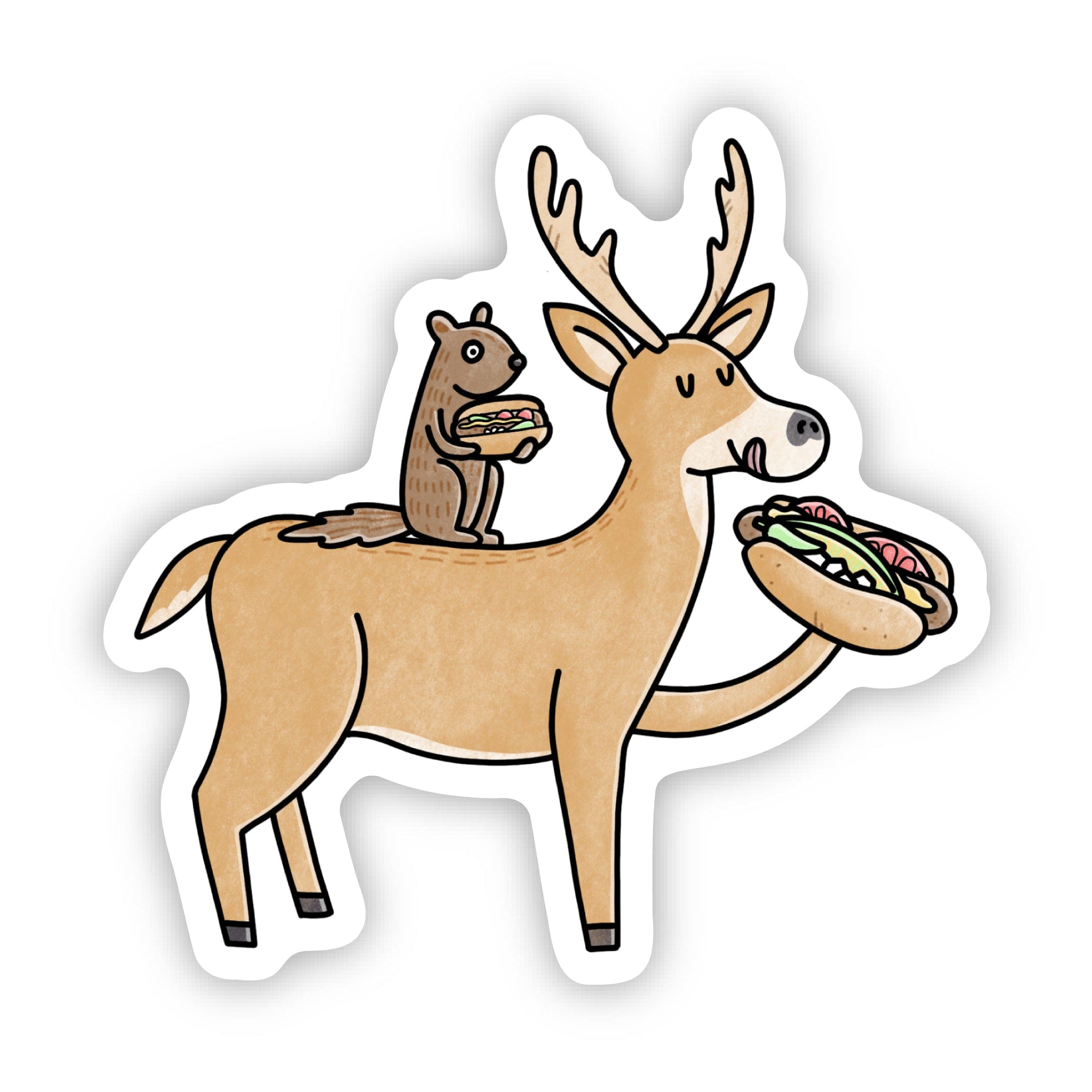  Deer Eating Chicago Hot Dog Illinois Sticker、mySite、elrpsem3k