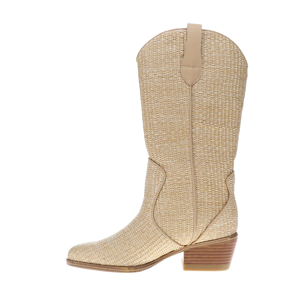 Jenah Raffia Round Toe Pull On Boots、mySite、gtrtttuynbv