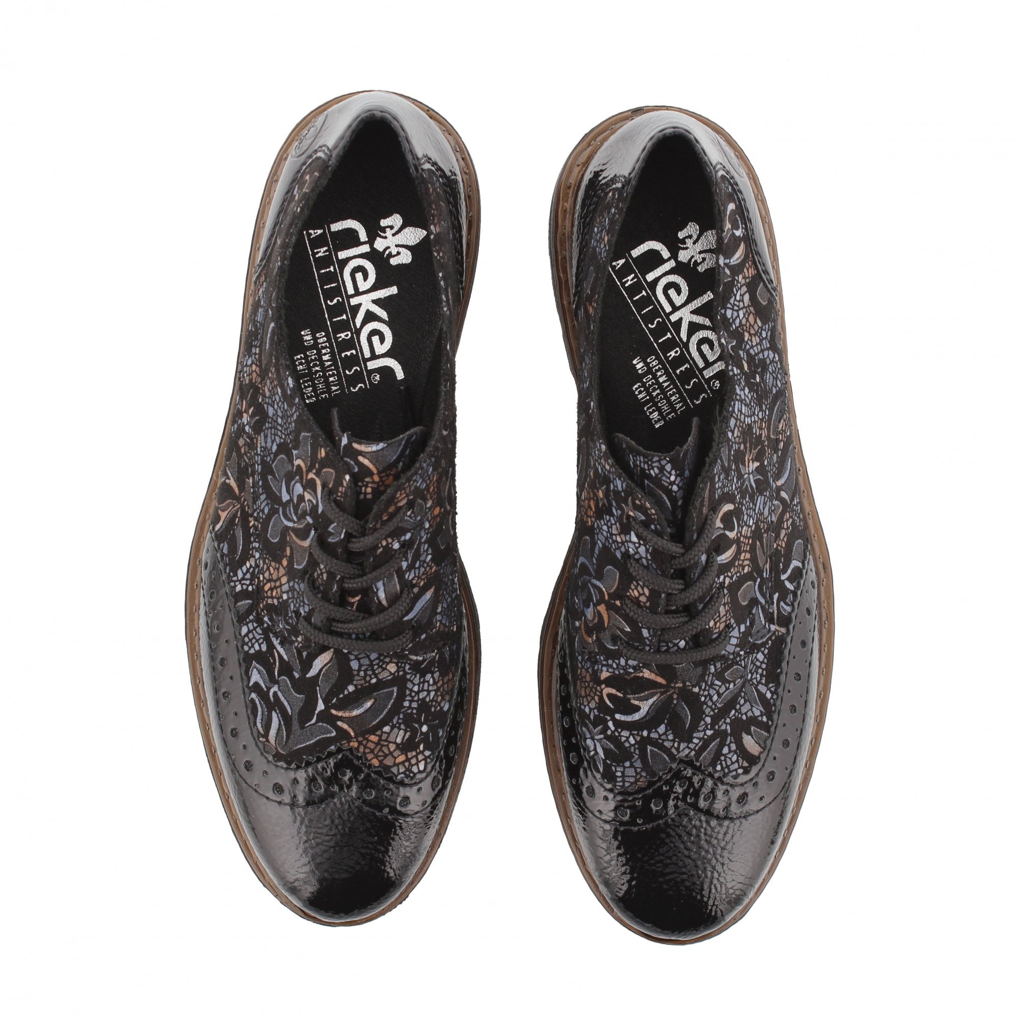  Rieker Women's Ulla Brogue Loafers - Black/Schwarz-Metallic、mySite、preschool7hills