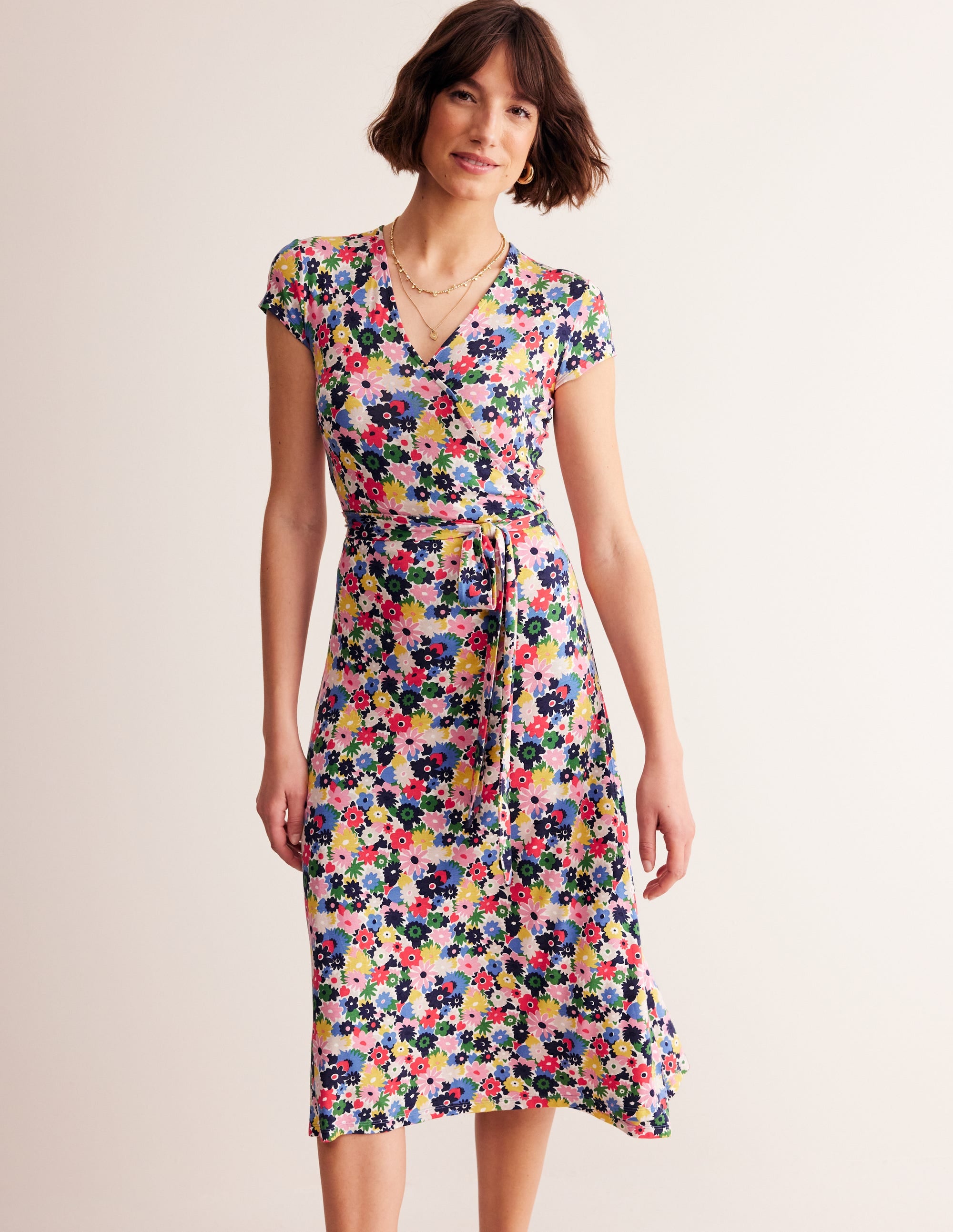  Joanna Cap Sleeve Wrap Dress-Multi, Paintbox Ditsy、mySite、ashleygrahame