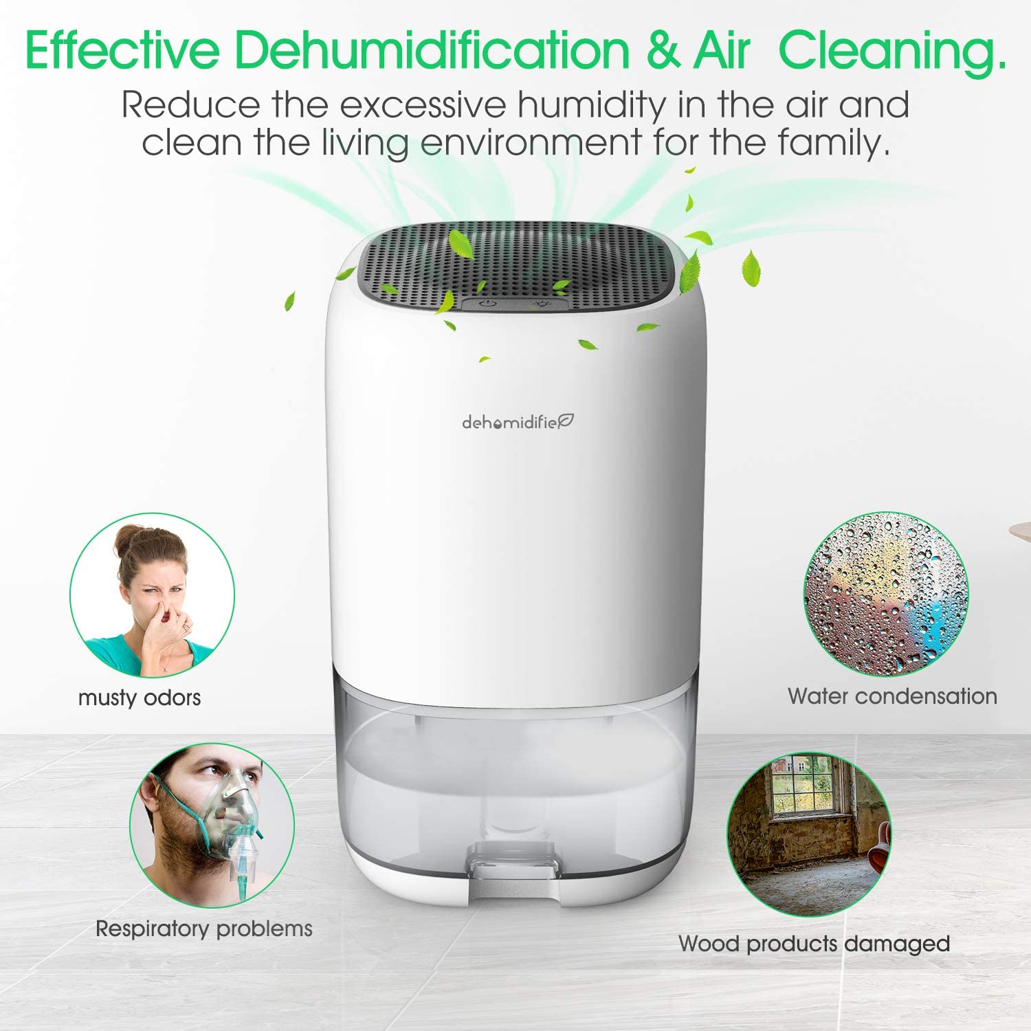 Kloudi Dehumidifier 1000ml Small Dehumidifier Mini Electric Dehumidifier, Air Cleaner, Portable and Compact Ultra Quiet for Home, basements, Bedroom, Bathroom, Garage, Wardrobe, RV、mySite、fannypackpong