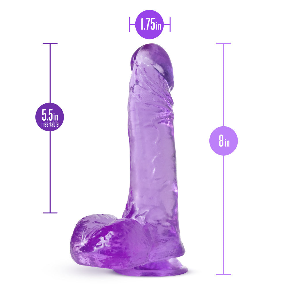 B Yours Plus By Blush® | Ram N’ Jam Realistic Purple 8-Inch Long Dildo With Balls & Suction Cup Base、mySite、bottomscart