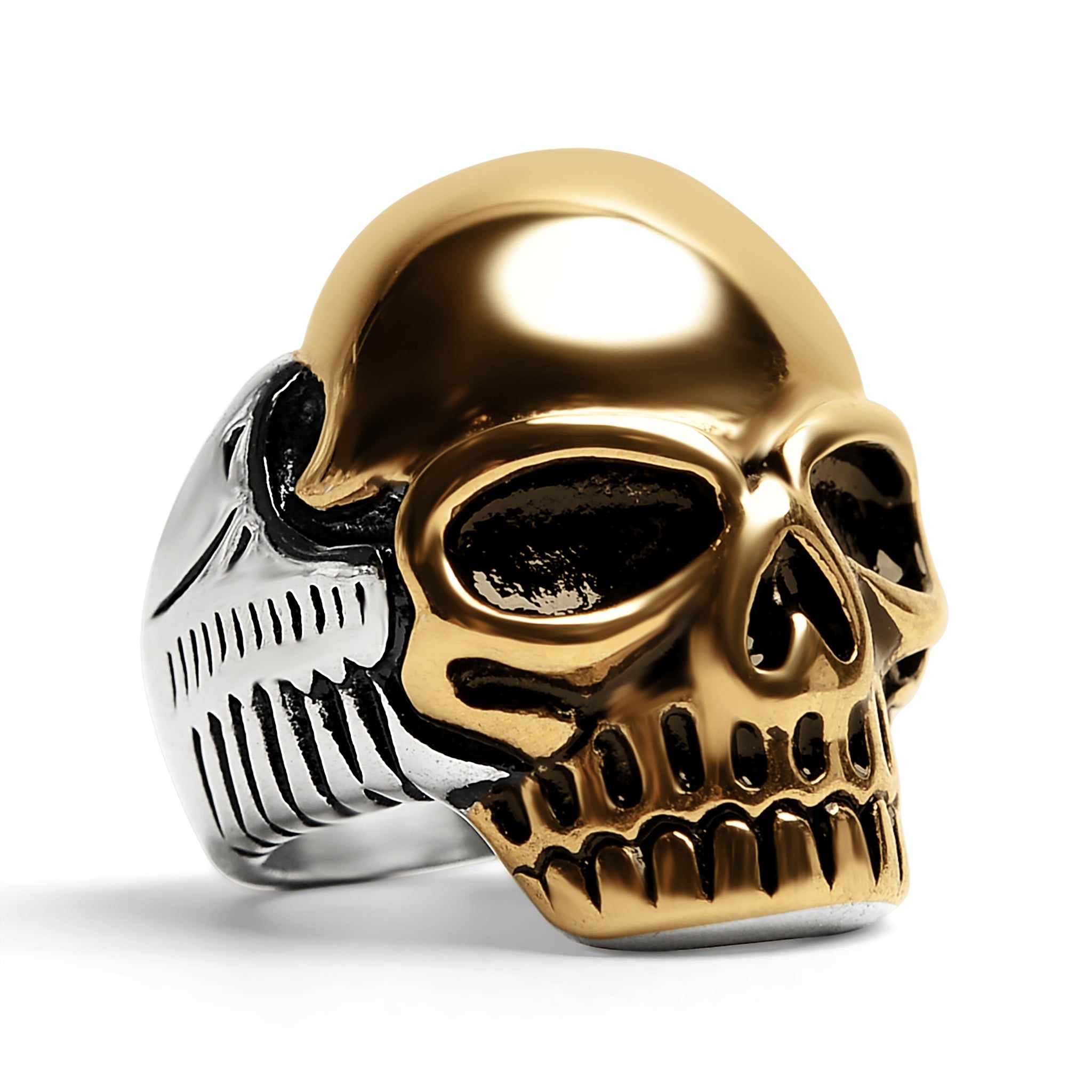 Stainless Steel And 18K Gold PVD Coated Skull Ring / SCR4102、mySite、dreamappss