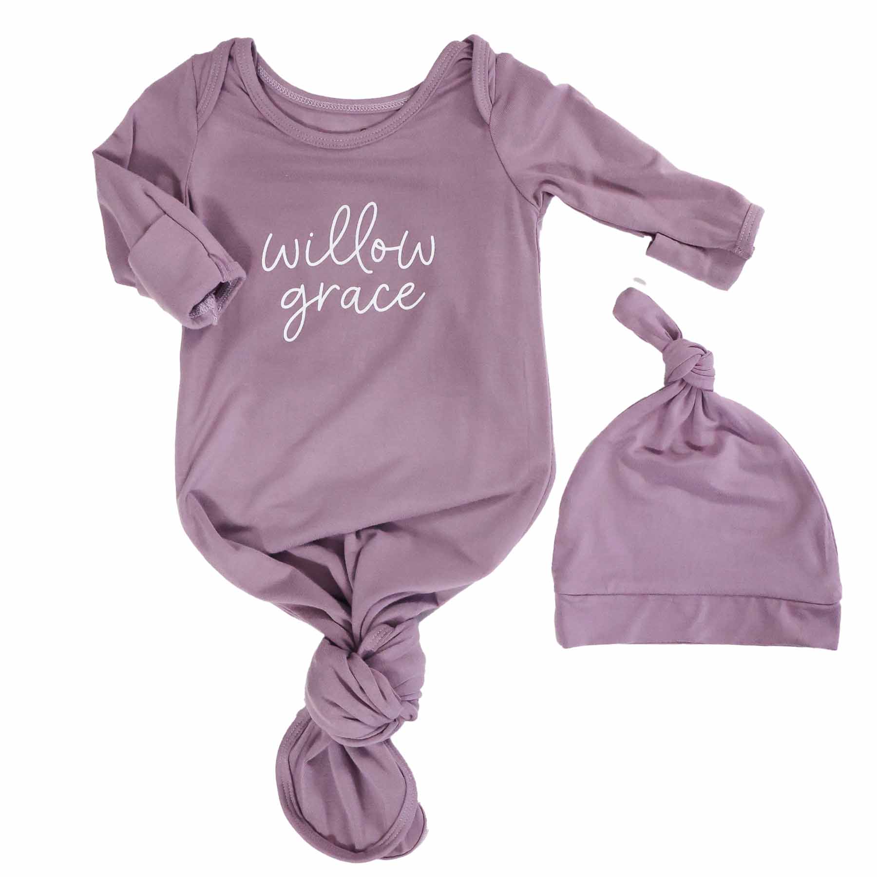  Girl Personalized Bamboo Newborn Baby Knot Gown & Hat、mySite、layawaytickets