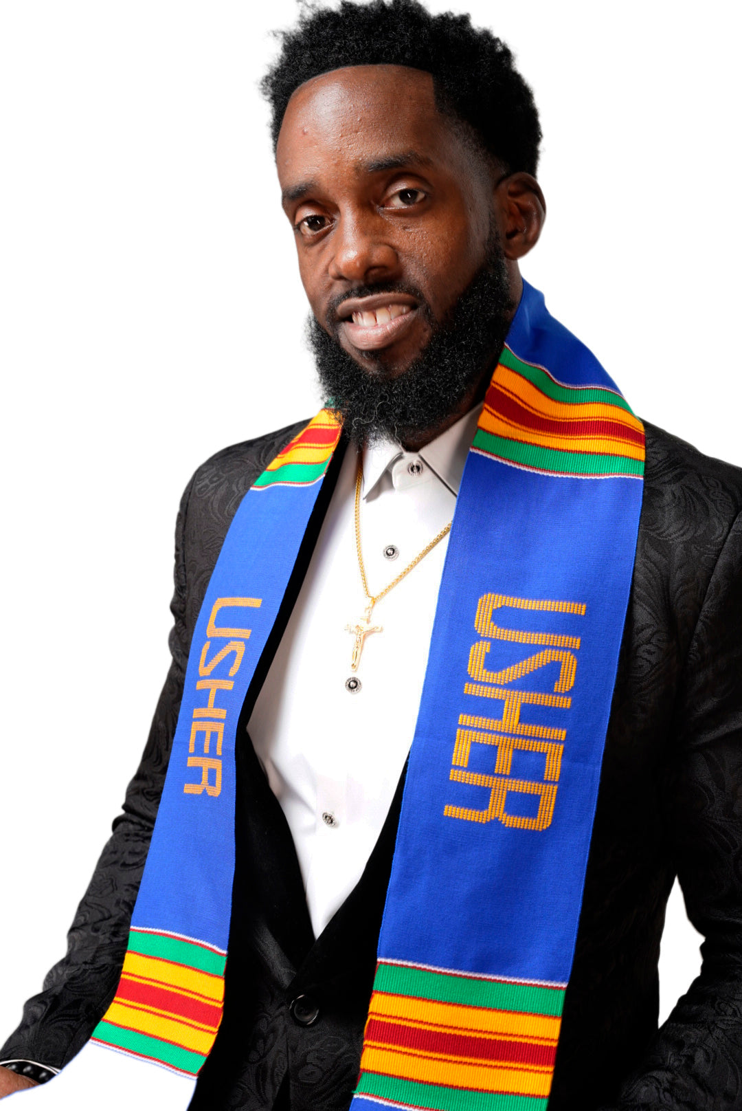 Usher Handwoven Kente Cloth Scarf-Sash DP1550、mySite、solidvoid