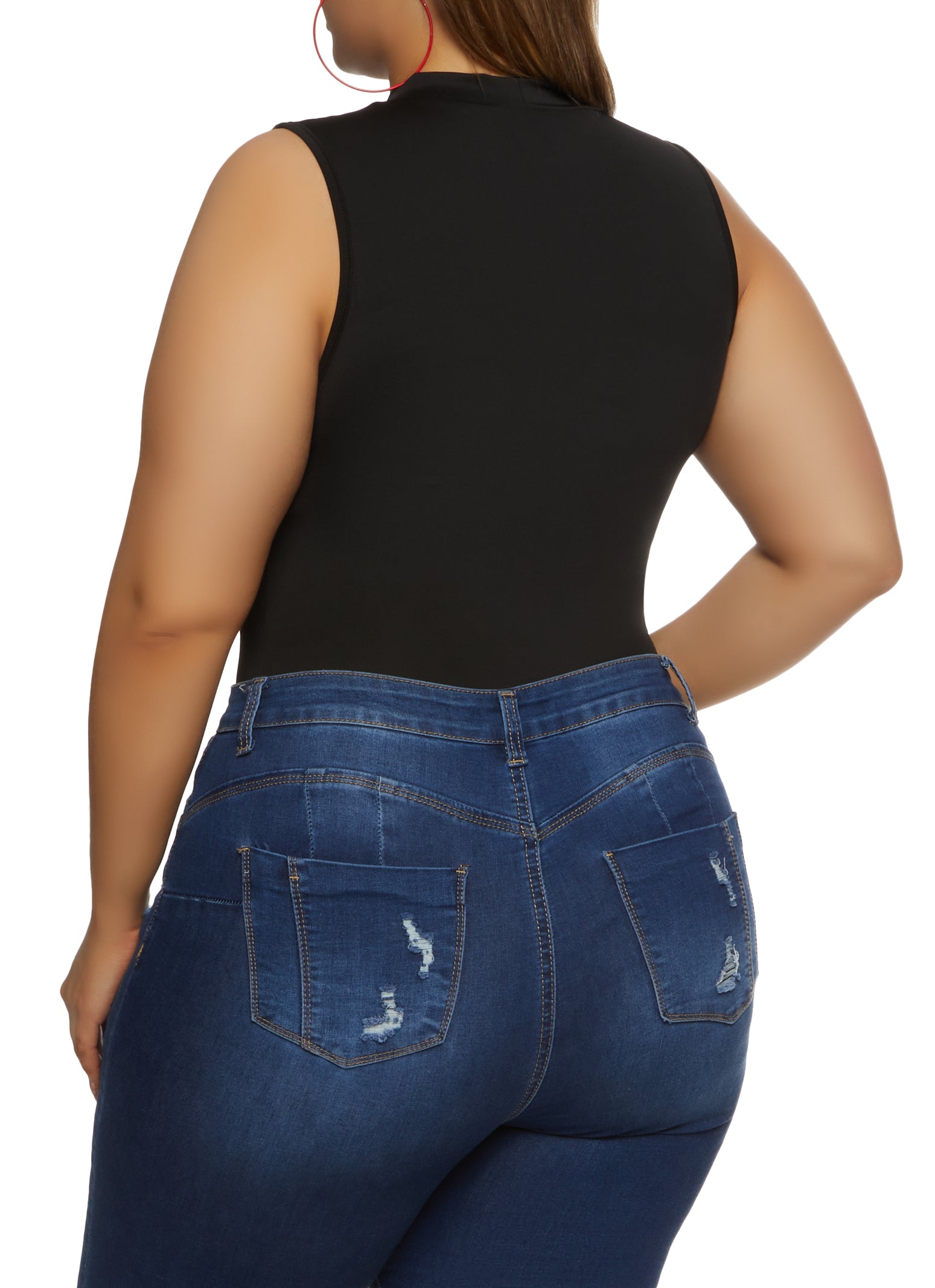 Plus Size Mock Neck Tank Bodysuit、mySite、camillekostekn