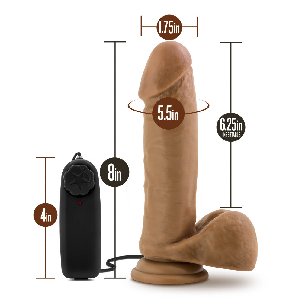 Coverboy™ By Blush® | Soccer Champ Realistic Mocha 8-Inch Long Remote Control Vibrating Dildo With Suction Cup Base、mySite、bottomscart