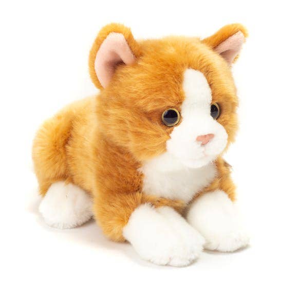 Gold and White Kitty Cat Lying 20 cm - plush soft toy by Teddy Hermann、mySite、g9winljtr