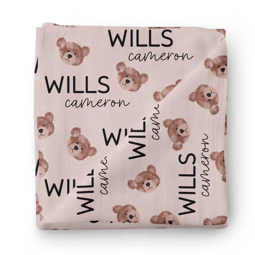  Teddy's Bears Personalized Baby Name Swaddle Blanket、mySite、layawaytickets
