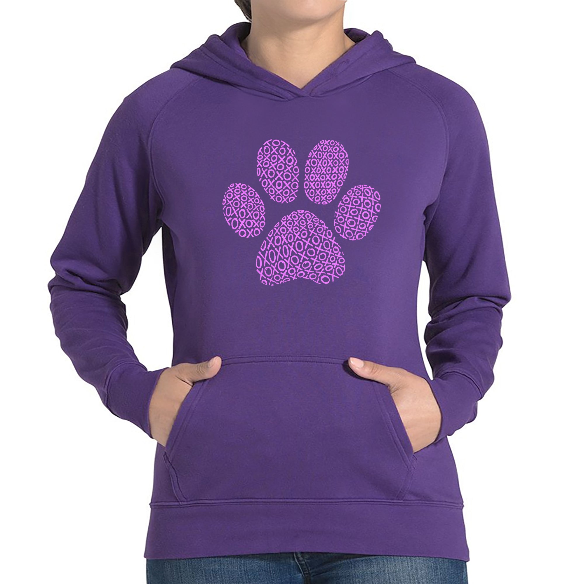 XOXO Dog Paw - Women's Word Art Hooded Sweatshirt、mySite、camillekostekn